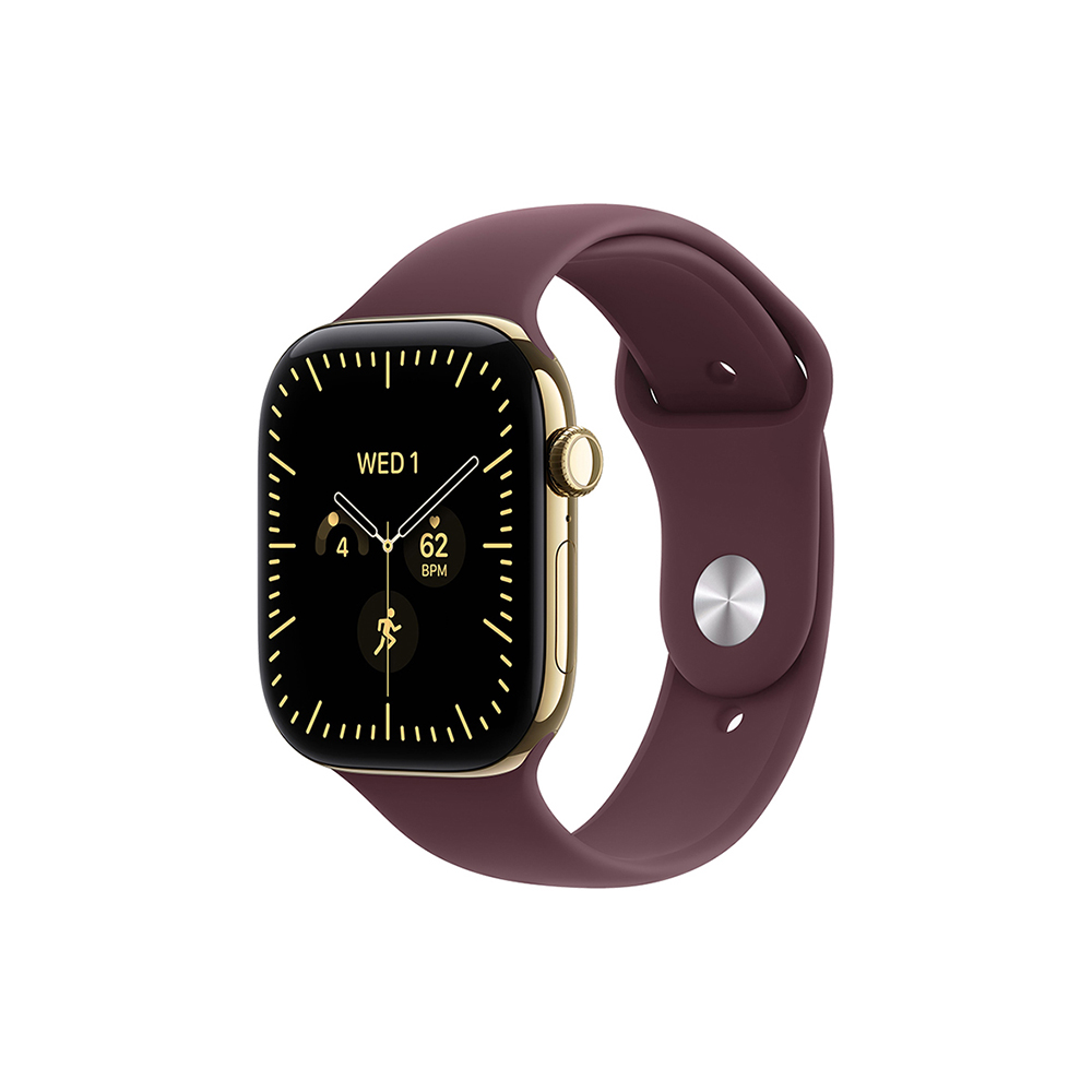 Watch S12 Cellular 42 mm – titanové pouzdro Zářivě zlatá, sportovní řemínek Vínová – M/L