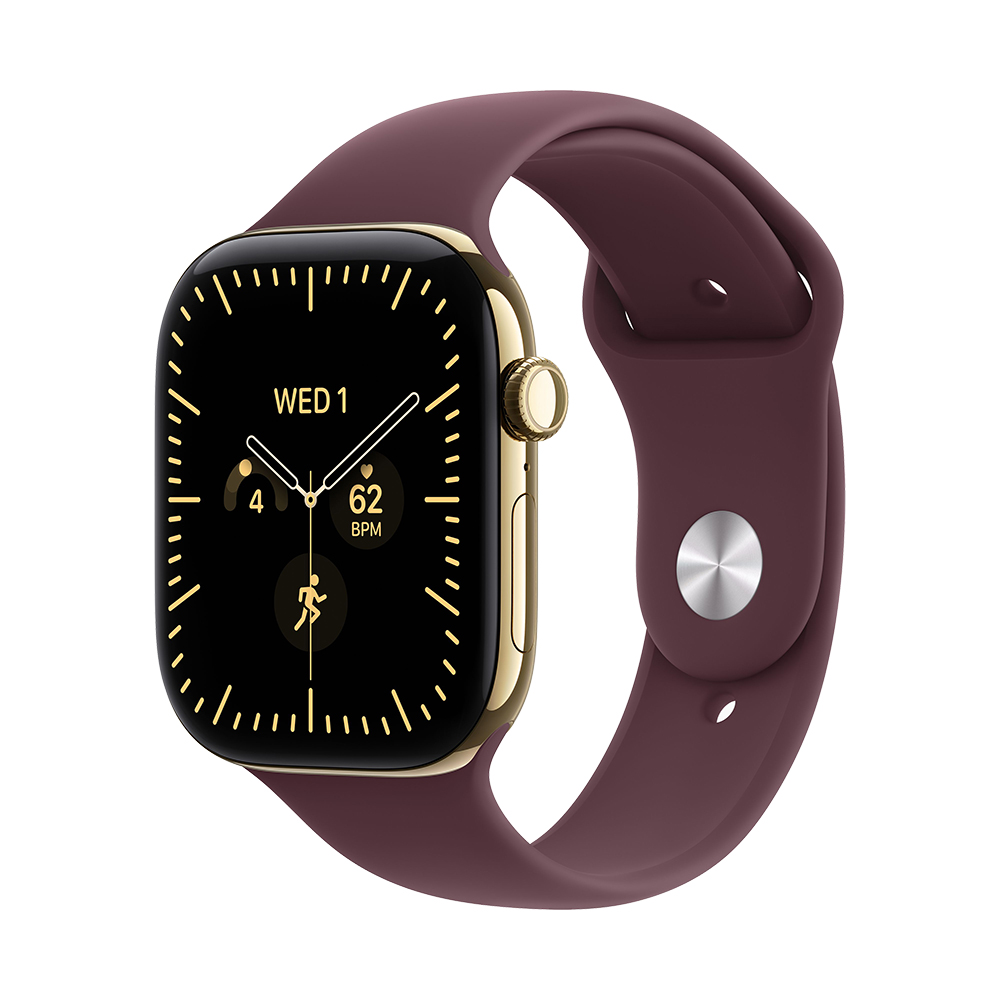 Watch S12 Cellular 46 mm – titanové pouzdro Zářivě zlatá, sportovní řemínek Vínová – M/L – foto 1