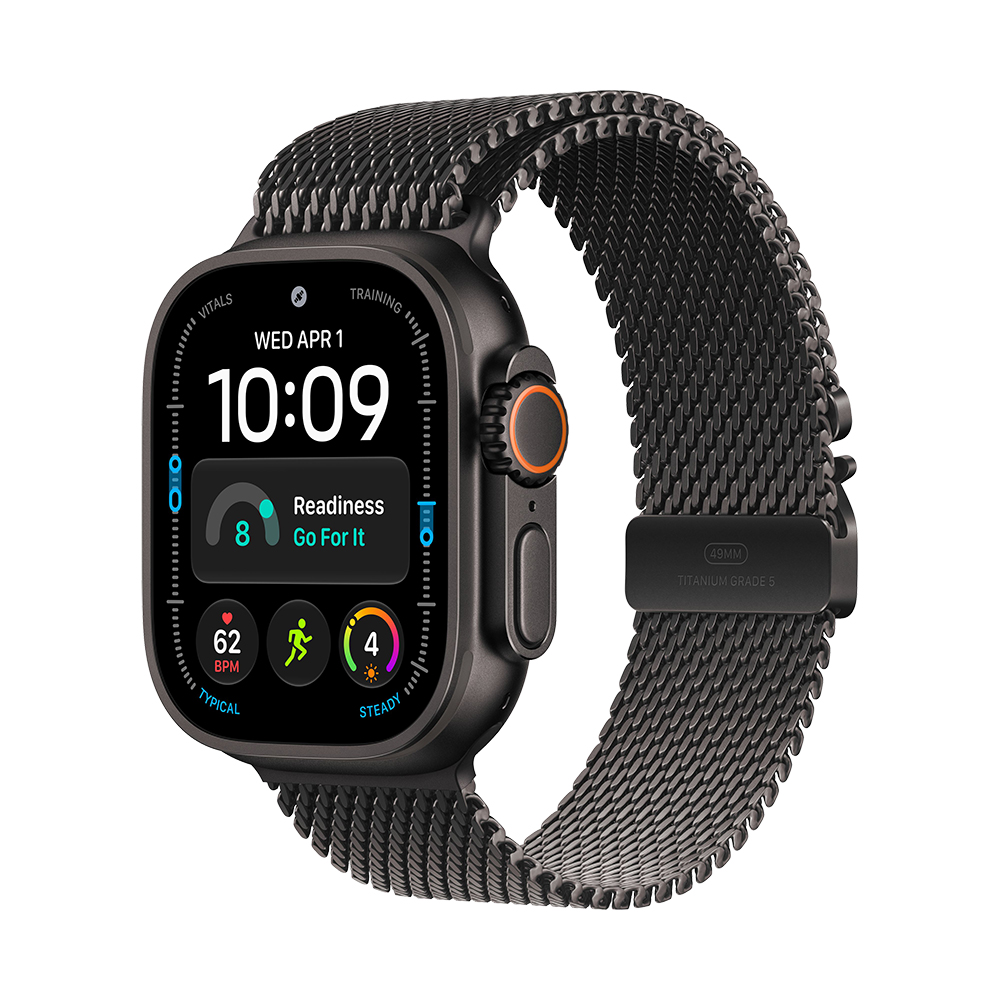 Watch Ultra 4 Cellular 49 mm – titanové pouzdro Černá, milánský tah Černý titan – S