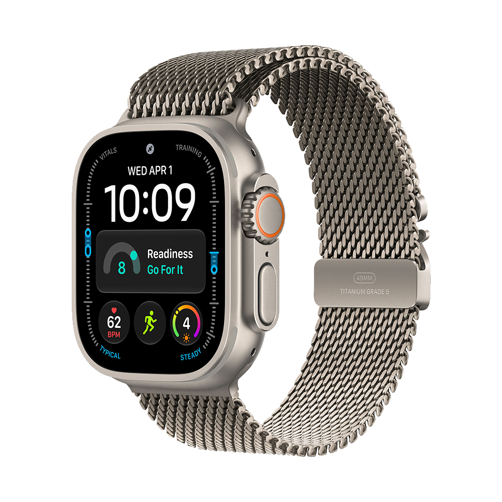 Watch Ultra 4 Cellular 49 mm – titanové pouzdro Přírodní, milánský tah Přírodní titan – S