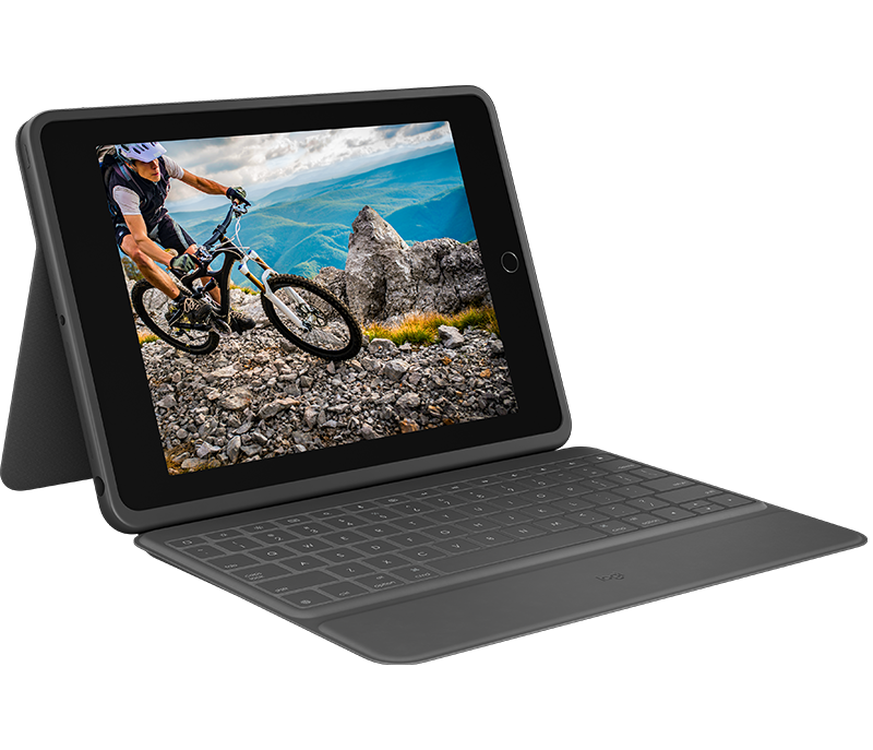 Logitech Rugged Folio Ultra-protective keyboard case with Smart Connector for iPad (7th, 8th and 9th gen) - Graphite - UK