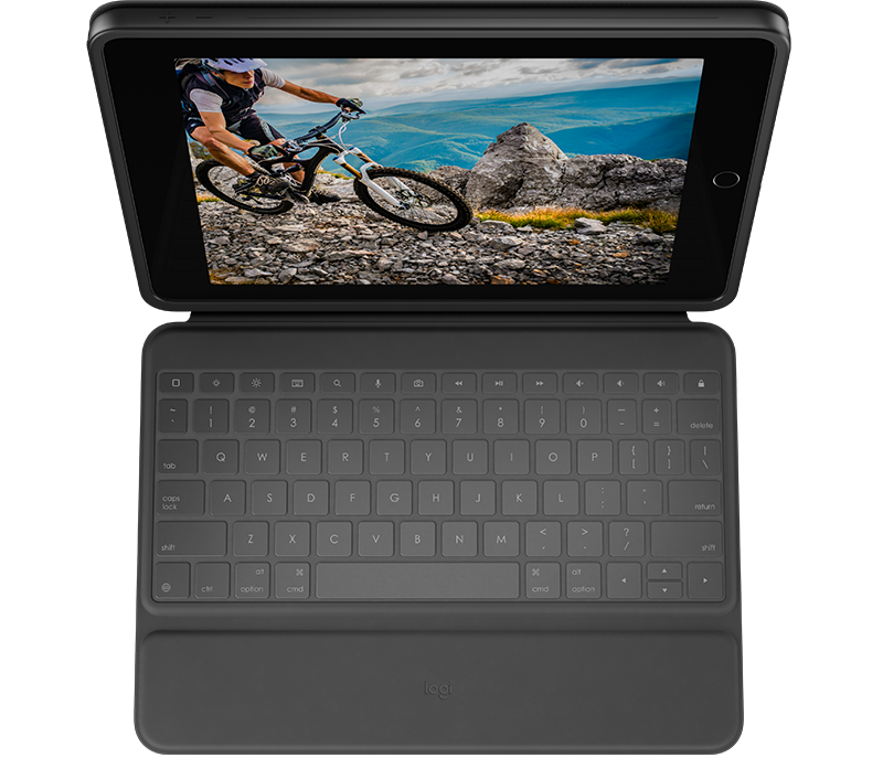 Logitech Rugged Folio Ultra-protective keyboard case with Smart Connector for iPad (7th, 8th and 9th gen) - Graphite - UK