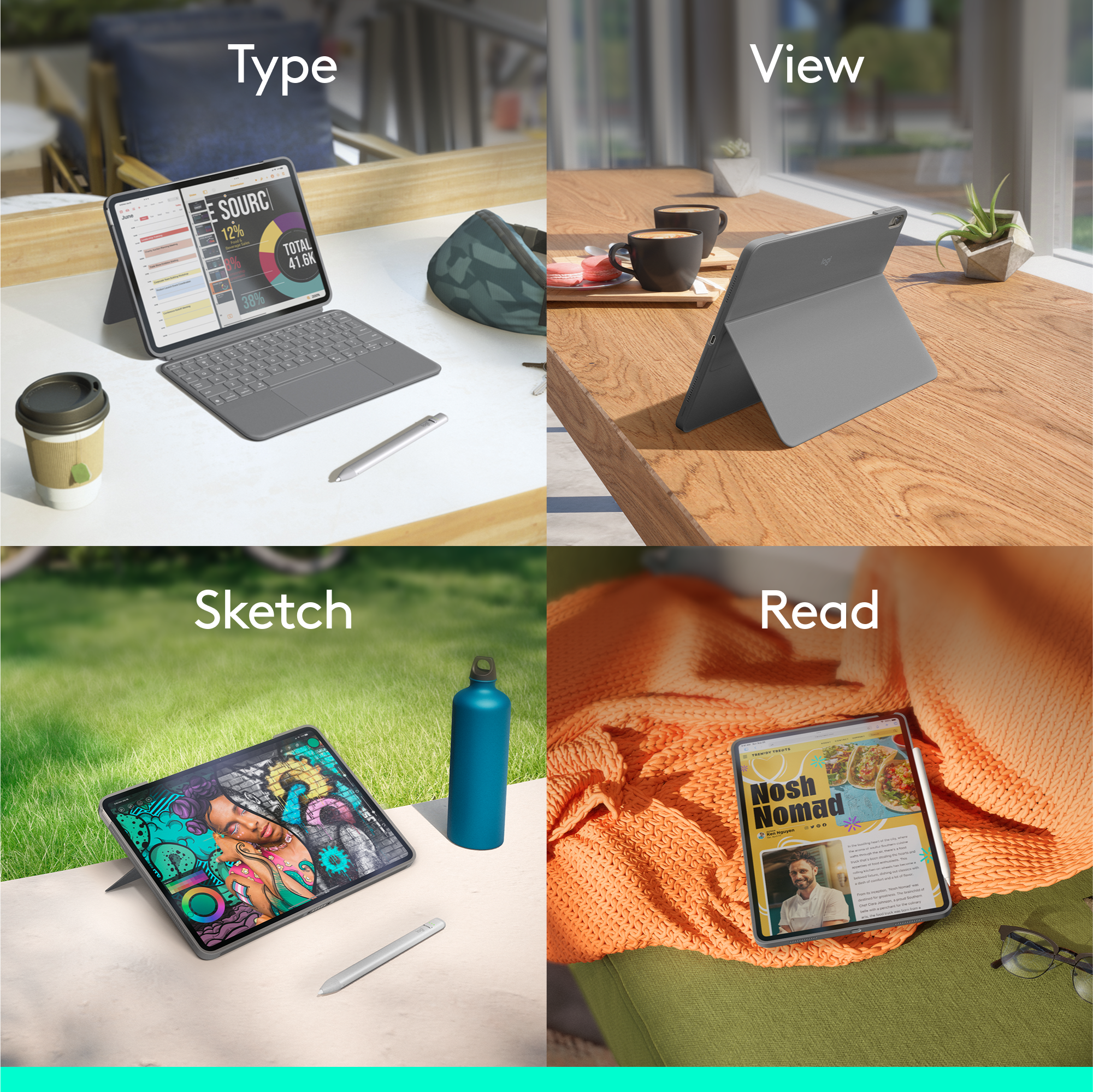 Logitech Combo Touch iPad Air 11-inch (M2)-OXFORD-935OLD948-US,EMEA - Grey - US INT'L