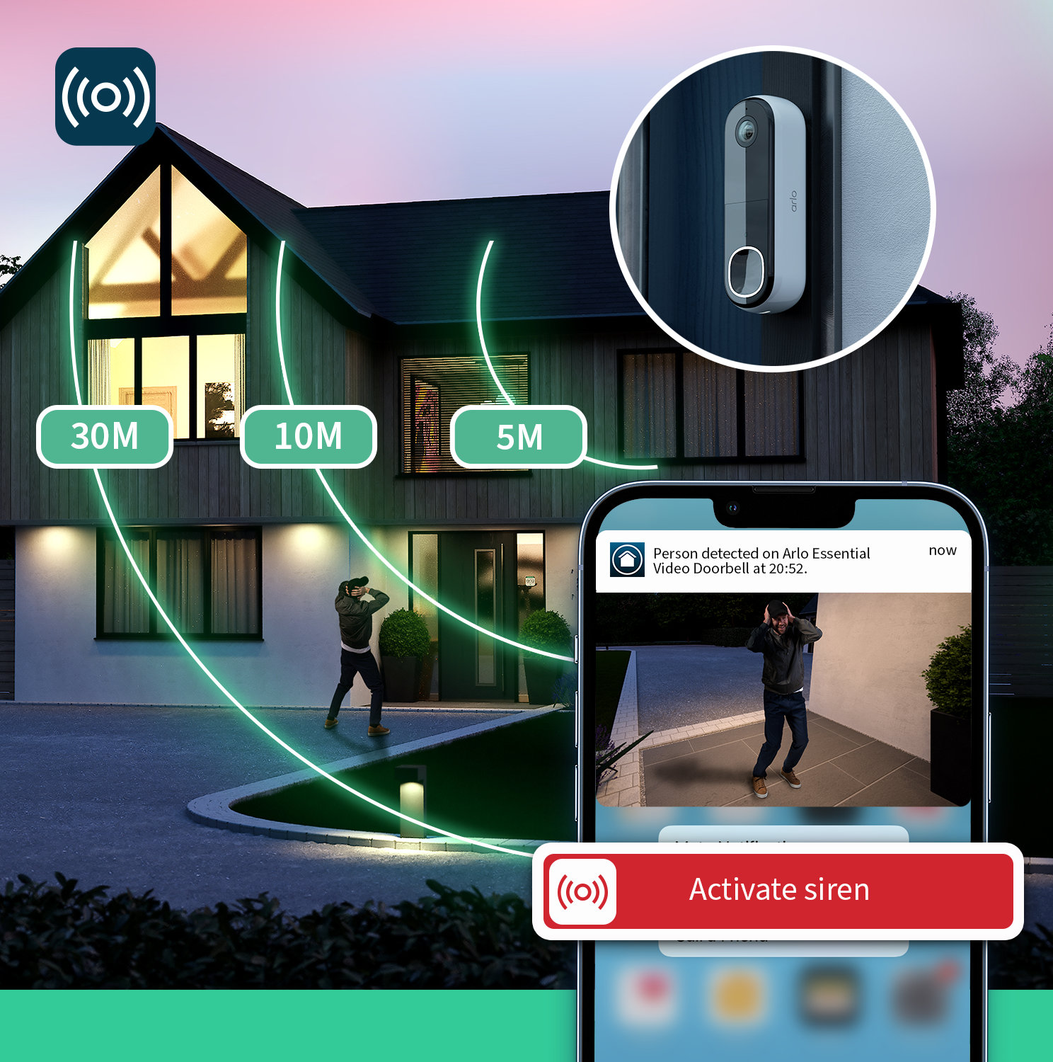 Arlo Essential (Gen.2) Video Doorbell and Chime 2K Security wireless - 1 Doorbell and chime - White