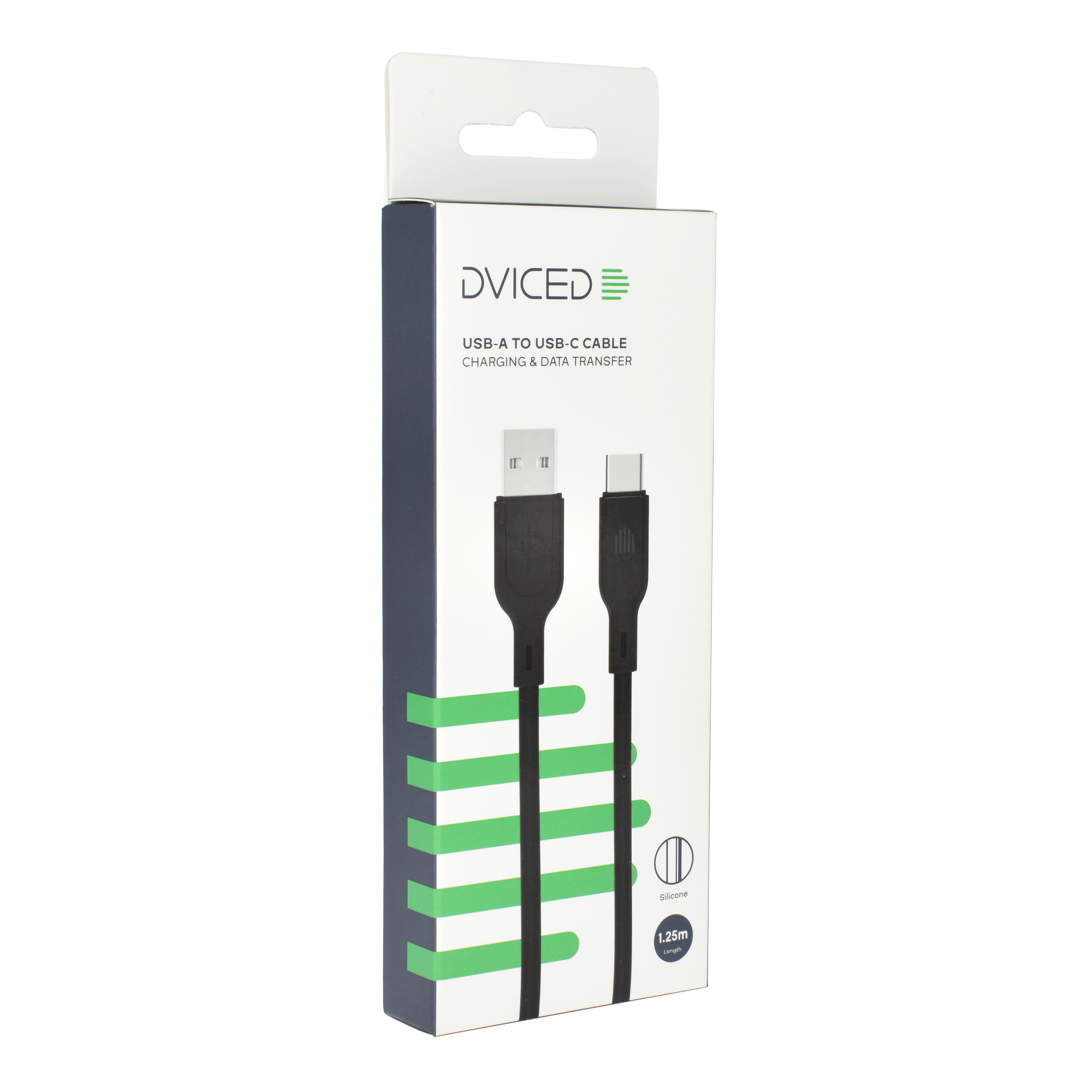 Dviced Cable USB-A to USB-C silicone 1,25m - Black