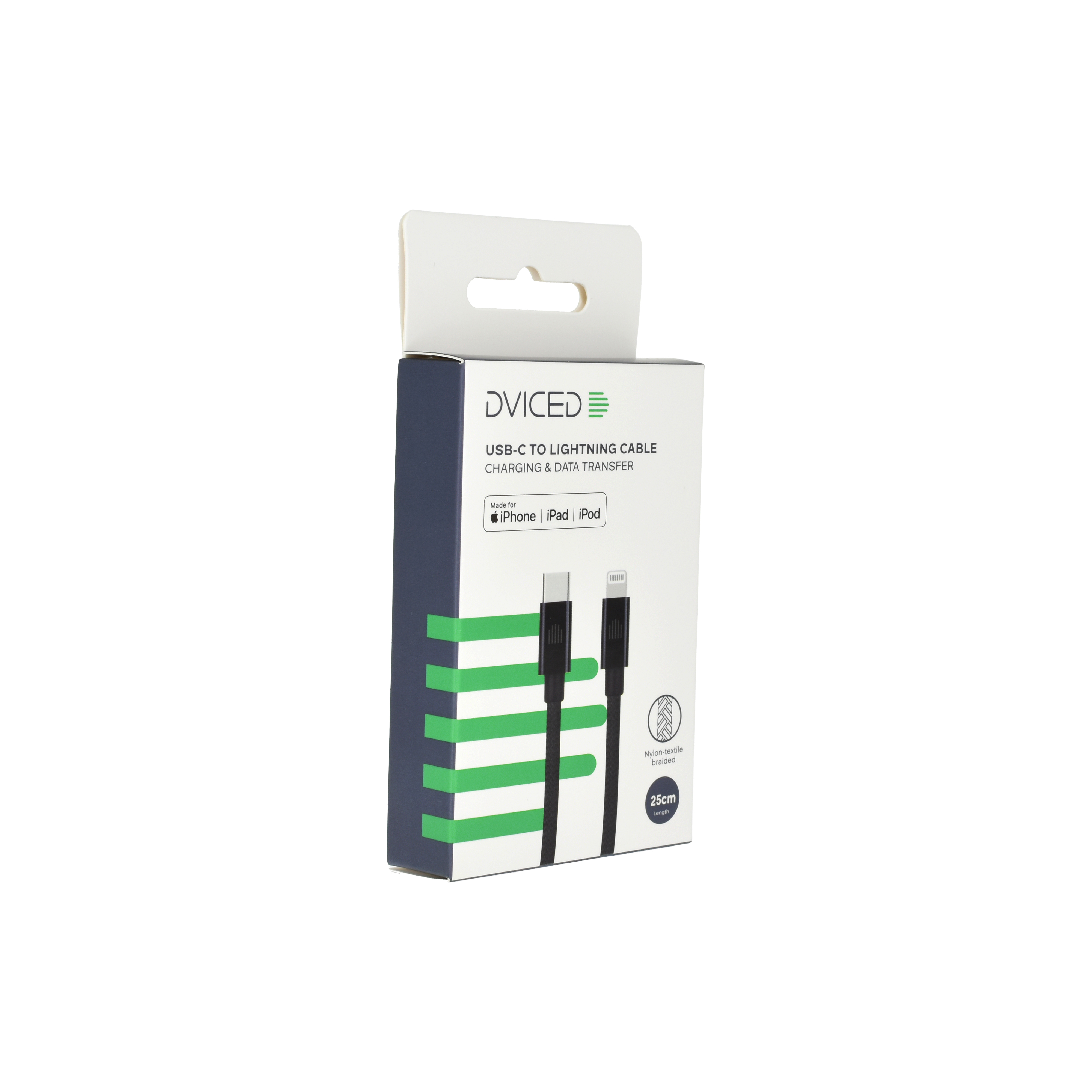 Dviced Cable USB-C to Lightning Nylon Textile 0,25m - Black