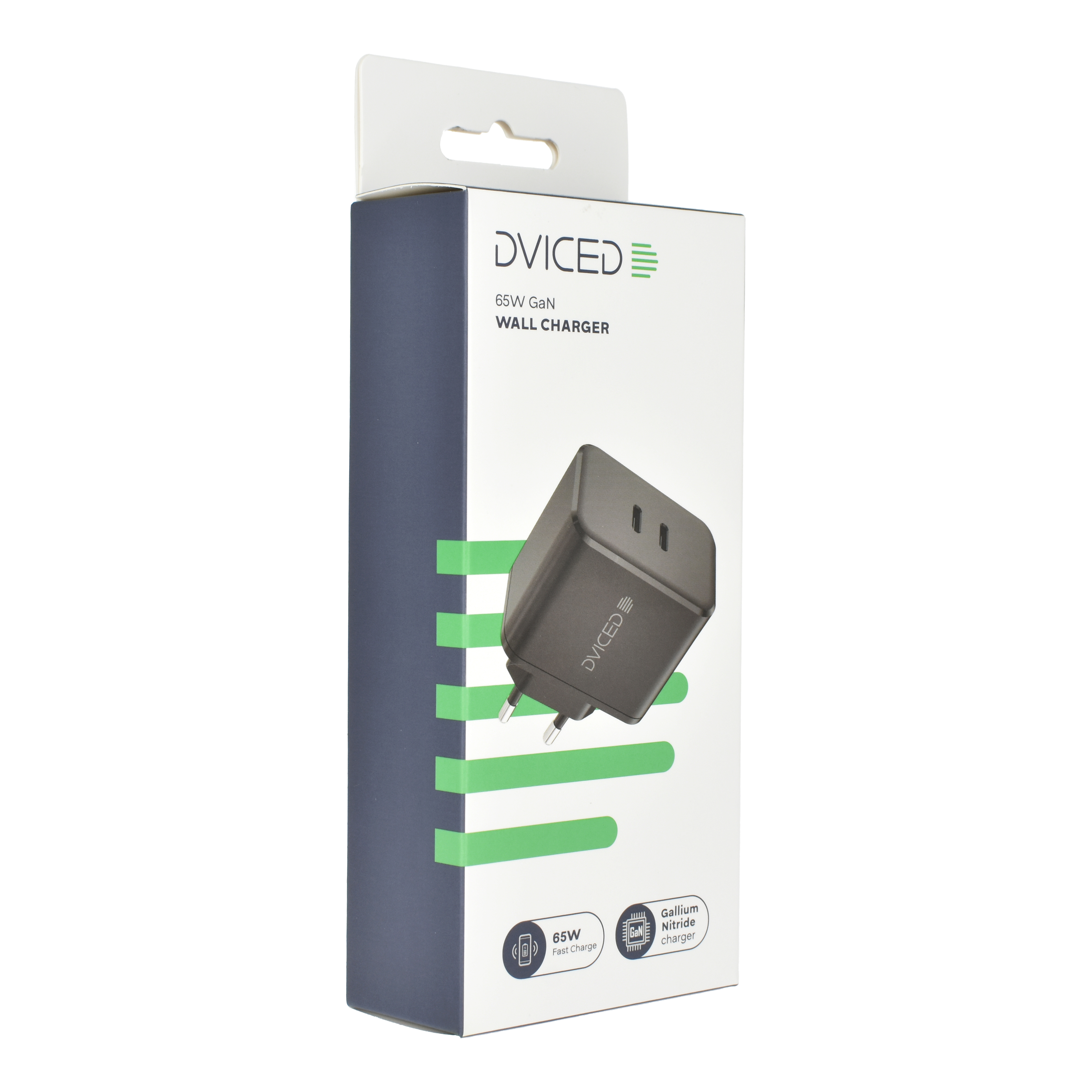 Dviced Wall charger w cable 65W GaN 2 USB-C EU - Black