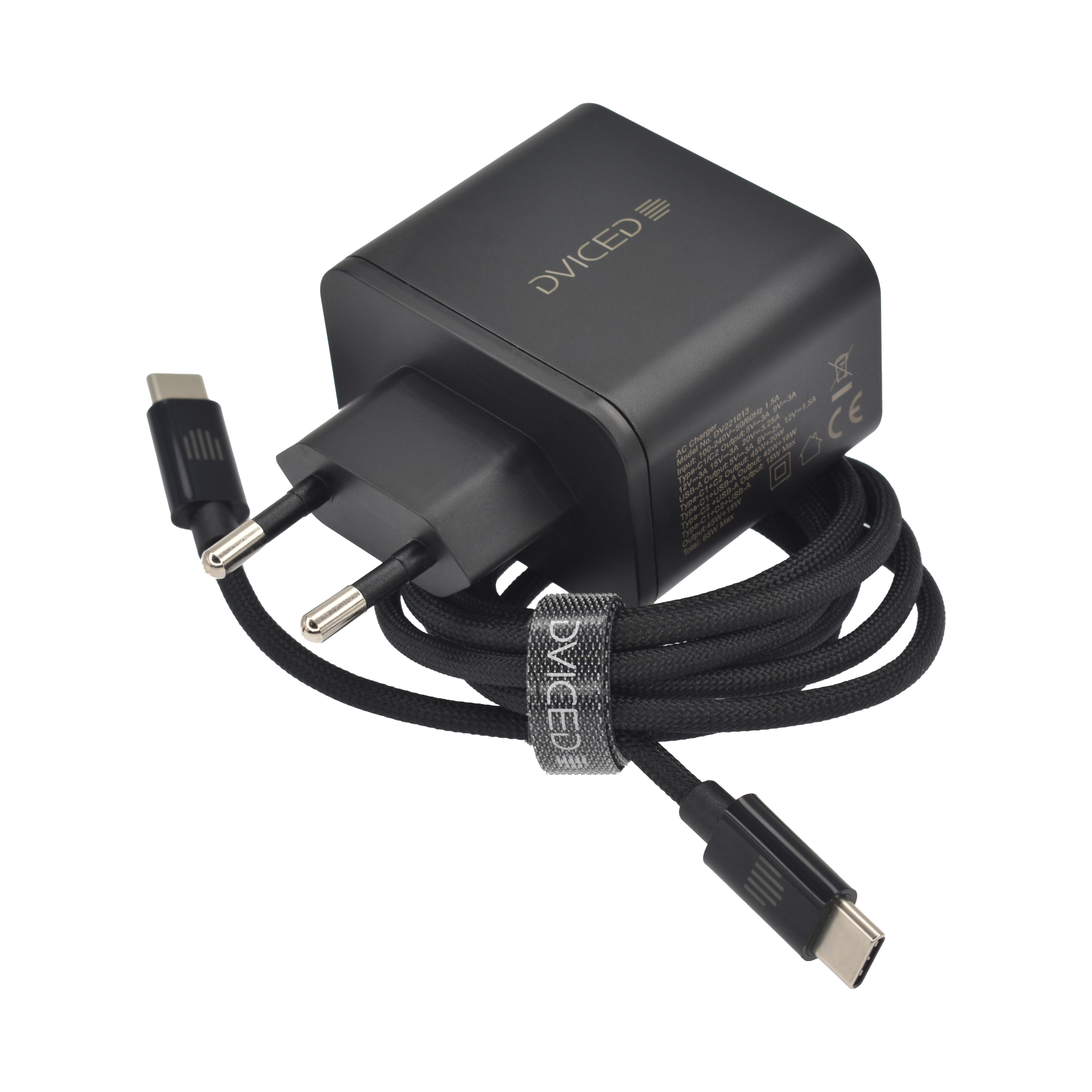 Dviced Wall charger 140W GaN 2 USB-C 1 USB-A EU - Black