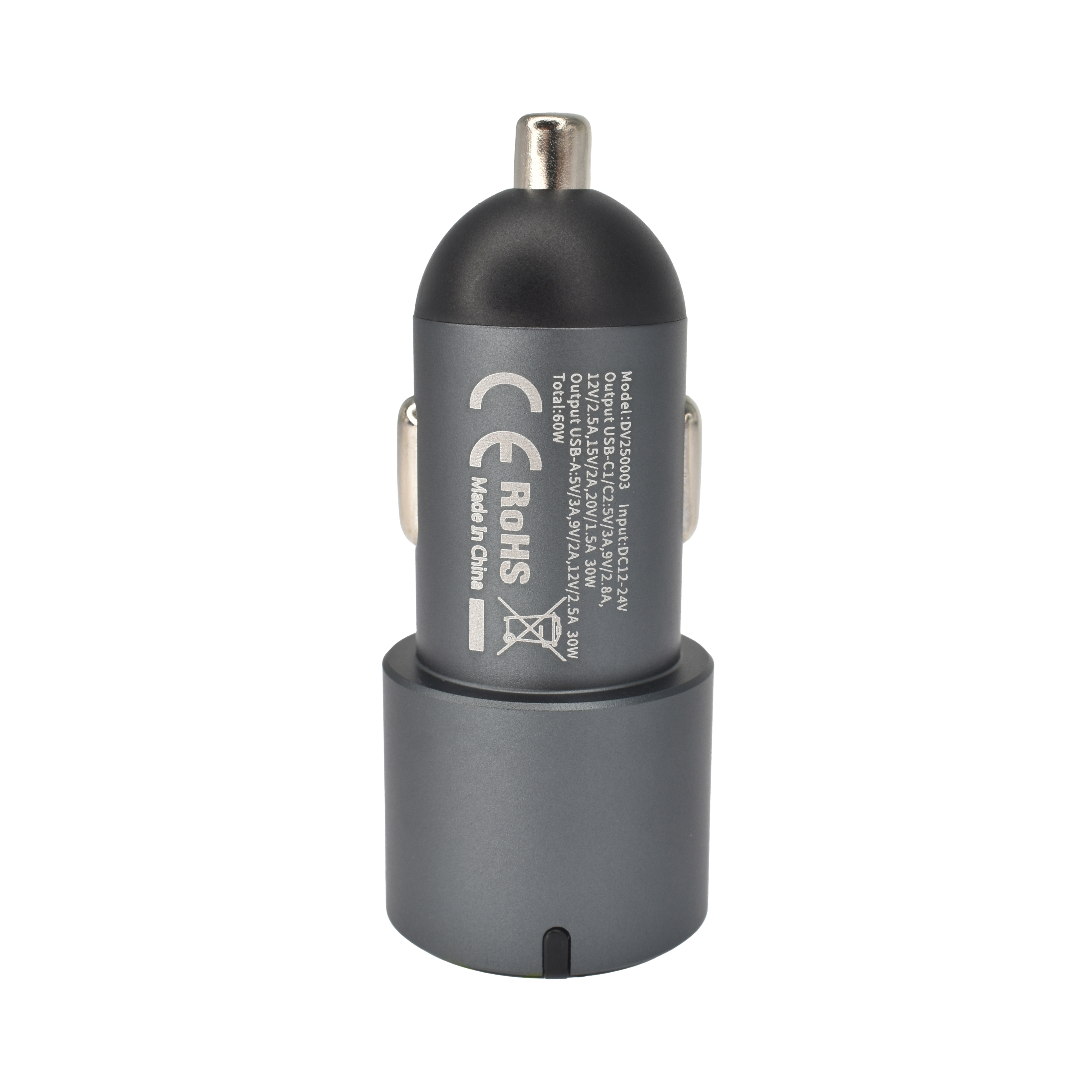 Dviced Car charger 60W 2 USB-C 1 USB-A - Gray