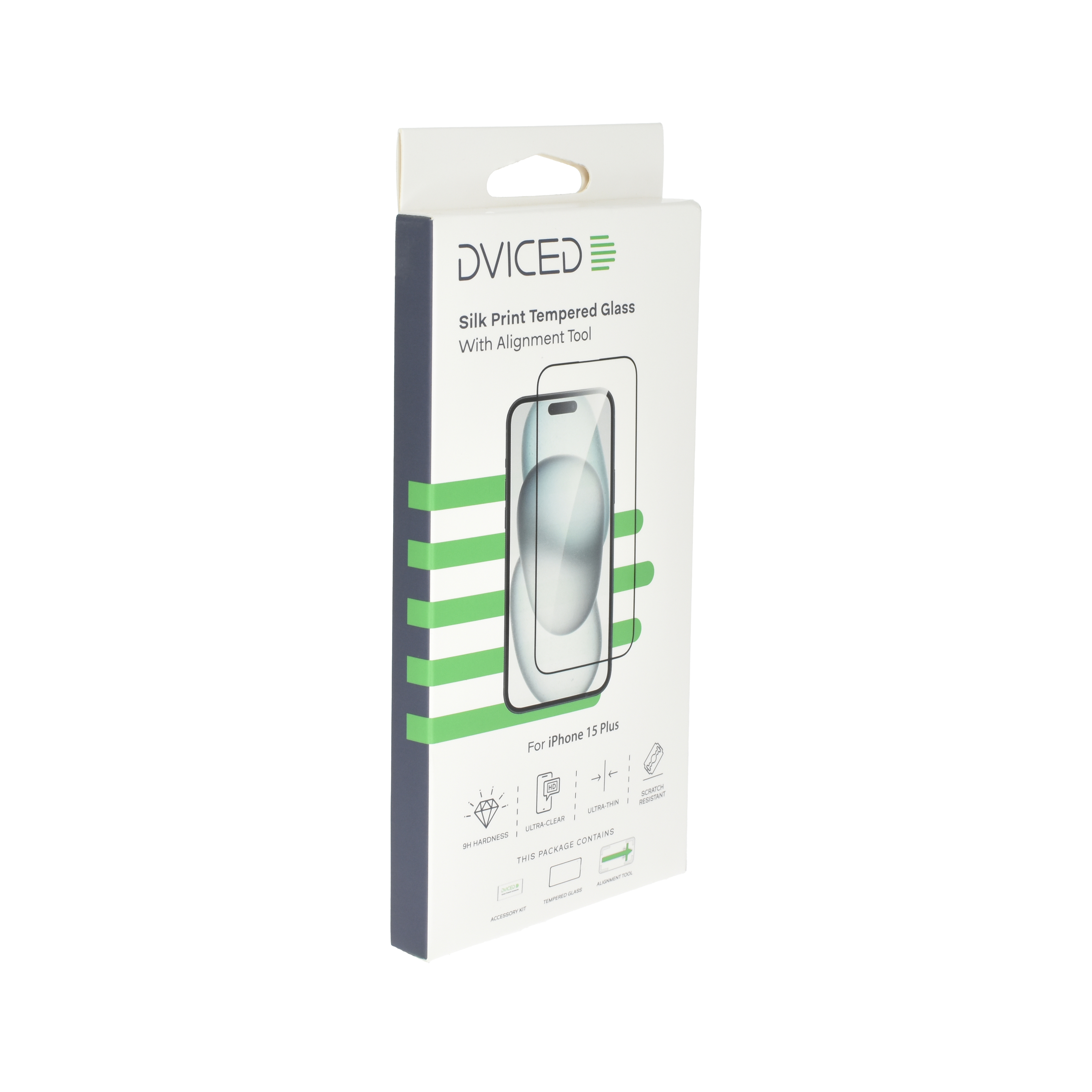 Dviced iPhone 15 plus silk print screen protector with applicator