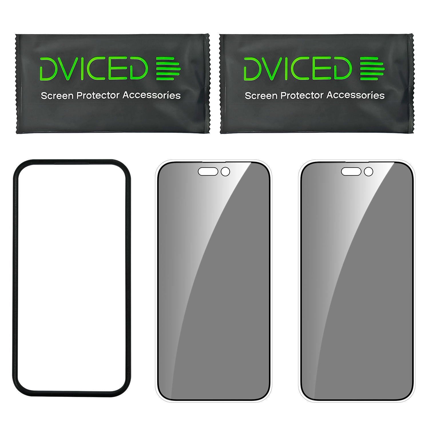 Dviced Privacy tempered glass screen protector edge to edge for iPhone 16 with applicator Duo Pack