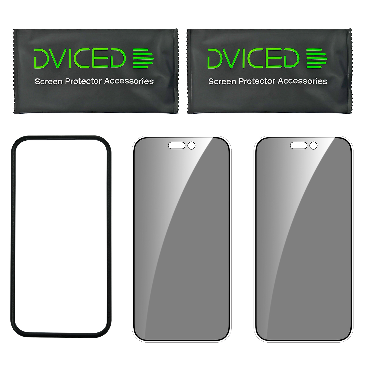 Dviced Privacy tempered glass screen protector edge to edge for iPhone 16 Pro with applicator Duo Pack