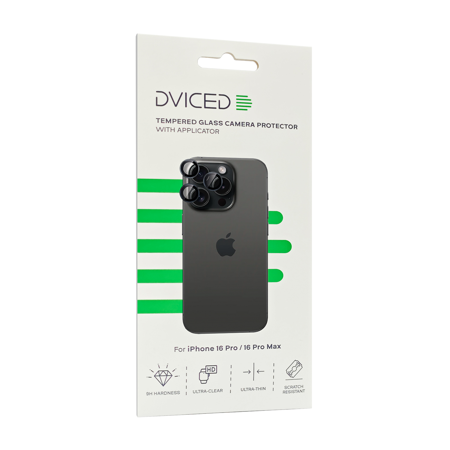 Dviced Tempered glass camera protector for iPhone 16 Pro/16 Pro Max with applicator