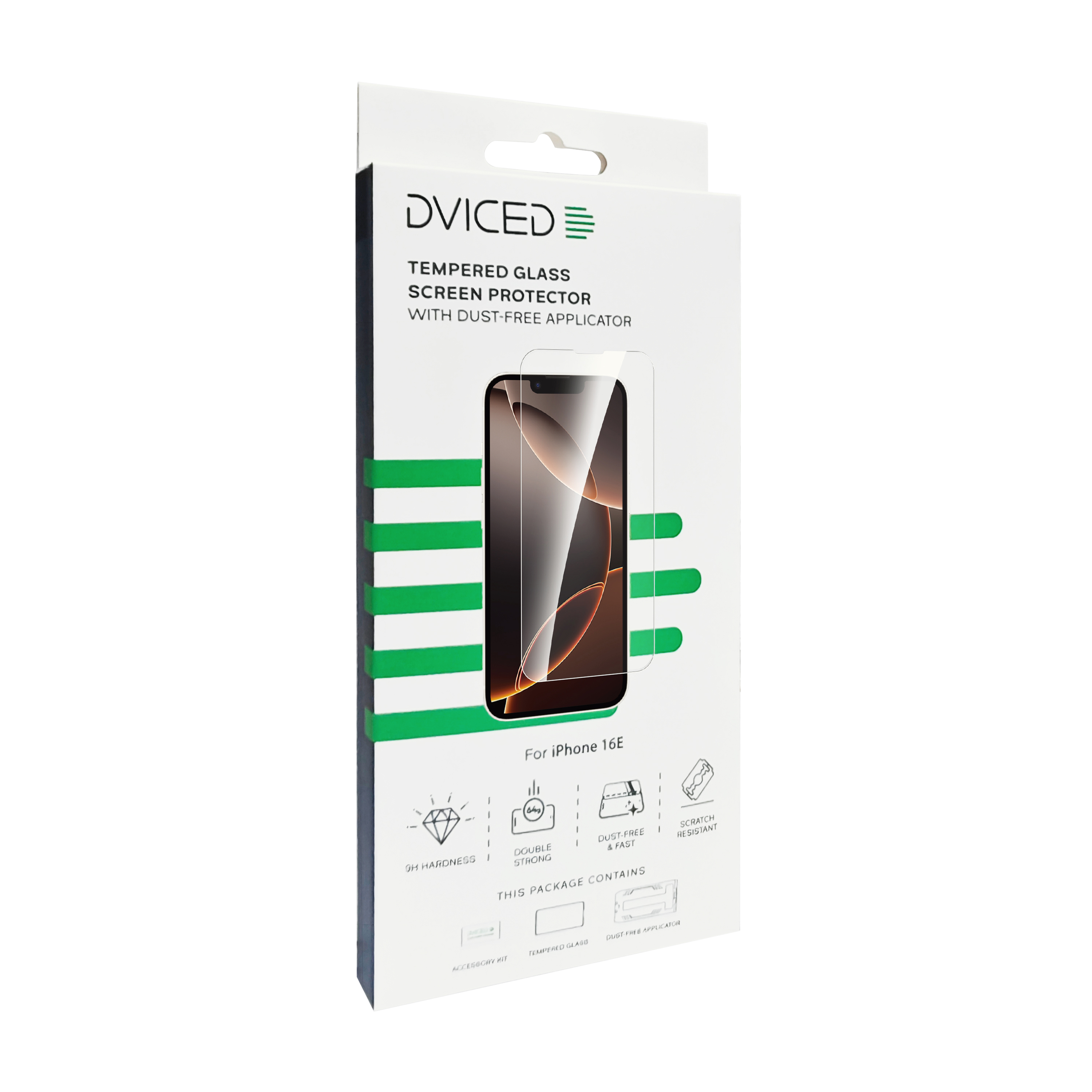 Dviced Tempered glass screen protector for iPhone 17e/16e with dust-free applicator