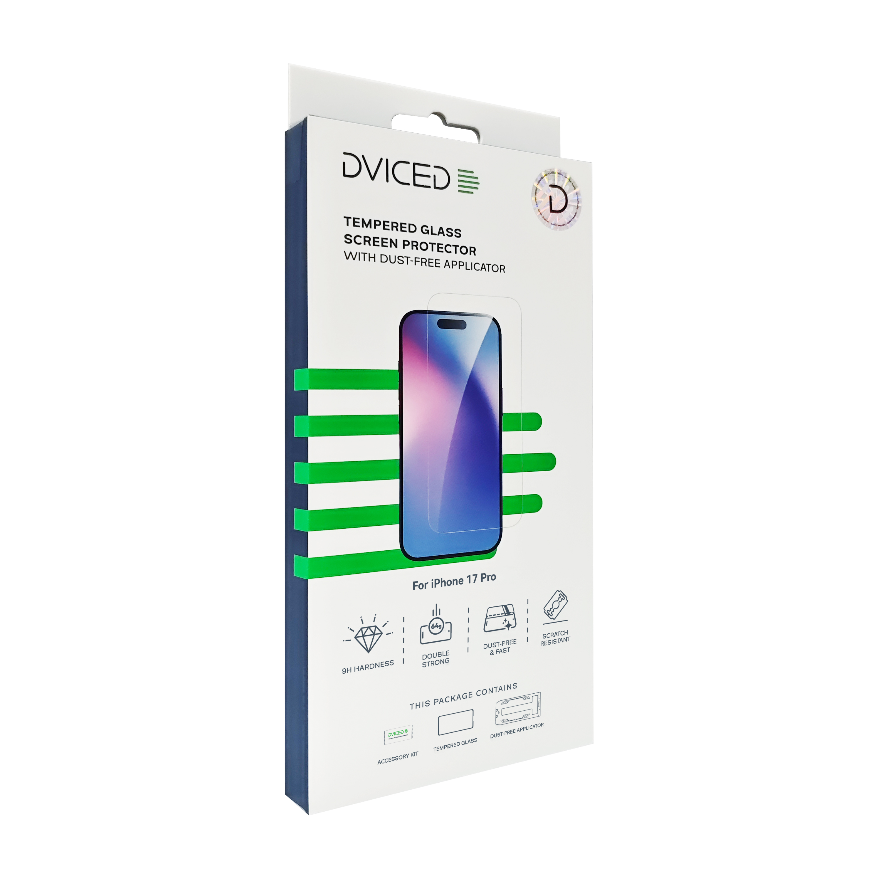 Dviced Tempered glass screen protector for iPhone 17 Pro with dust-free applicator