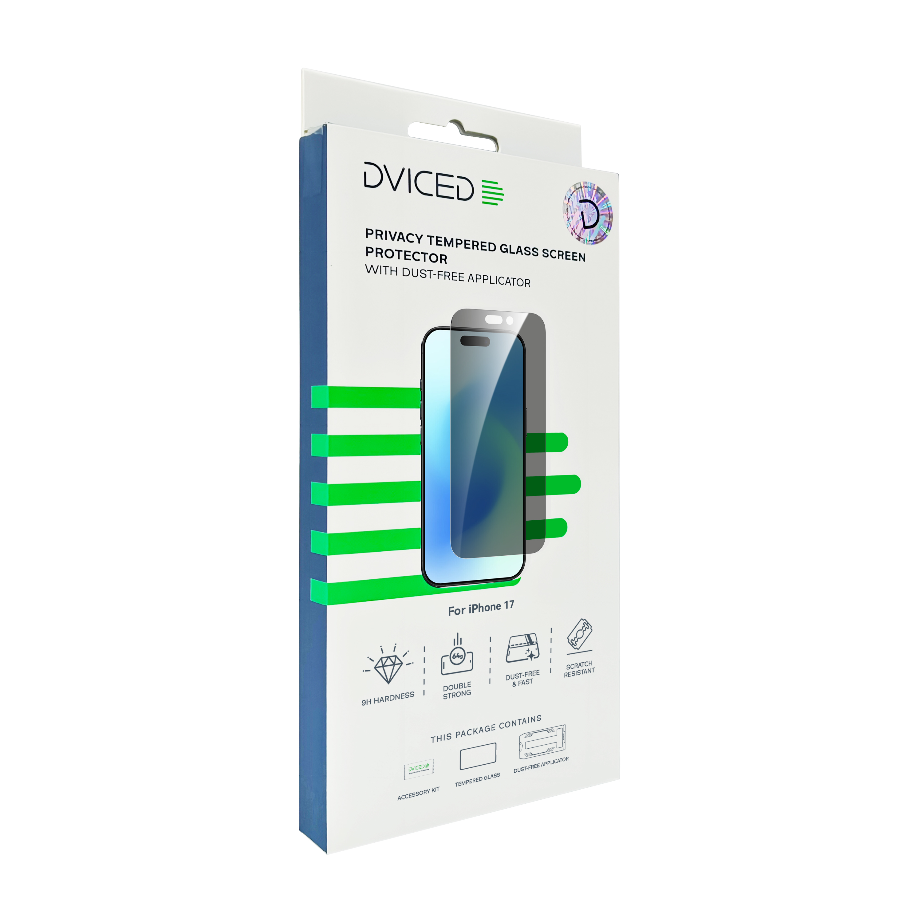 Dviced Privacy Tempered glass screen protector for iPhone 17 with dust-free applicator