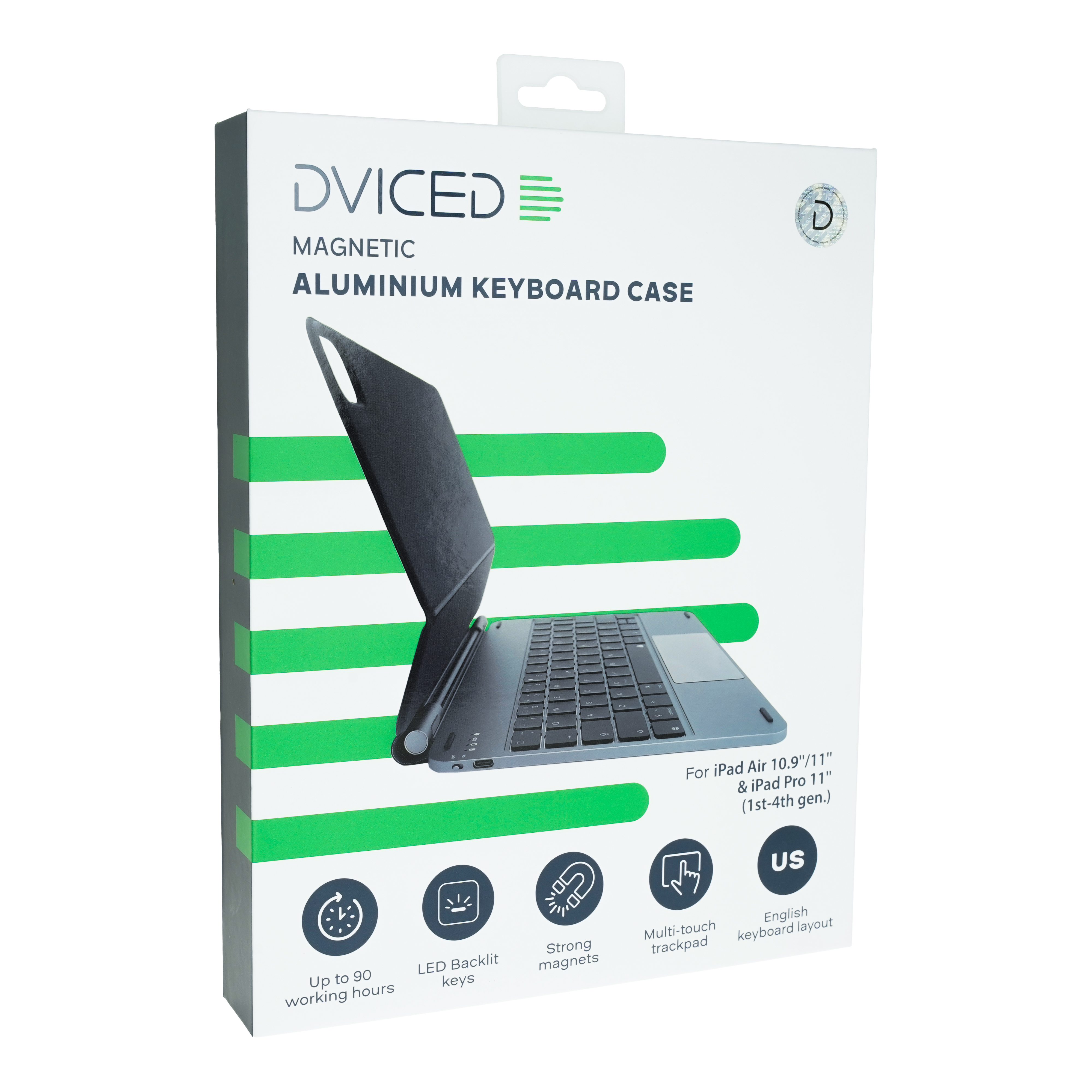 Dviced Magnetic Aluminium Keyboard Case for iPad Air/Pro 11-inch - US - dark grey