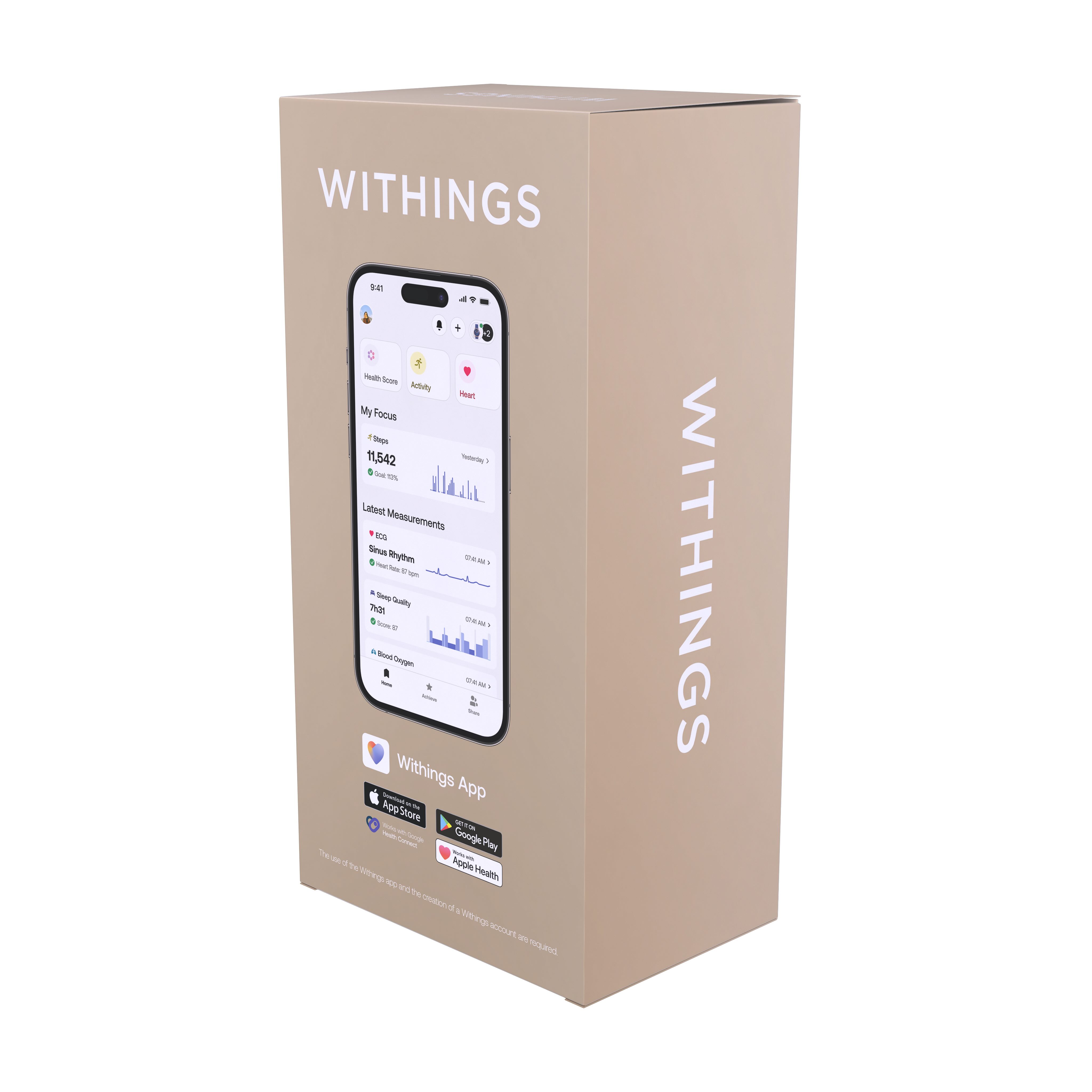 Withings Bundle Scanwatch 2 / 42mm (including Leather wristband Black Noir 20mm) - Black