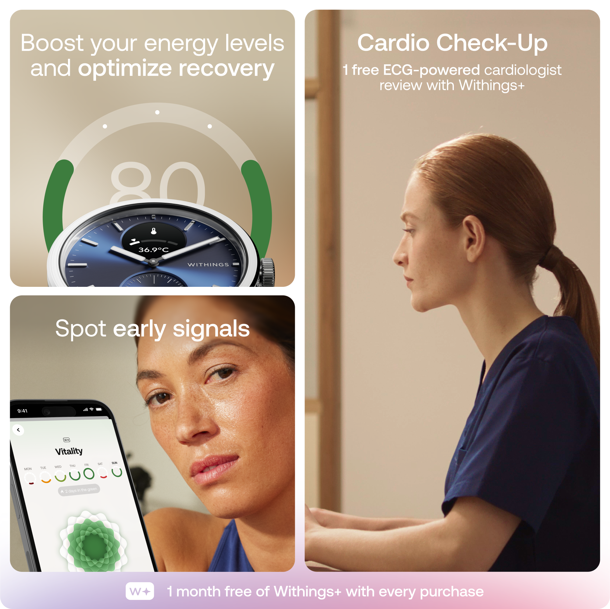 "Withings Scanwatch 2 / 42mm (Activity, Sleep Tracker, ECG, Temperature, SPO2 / Stainless steel, fkm wristband, sapphire glass) - Blue"