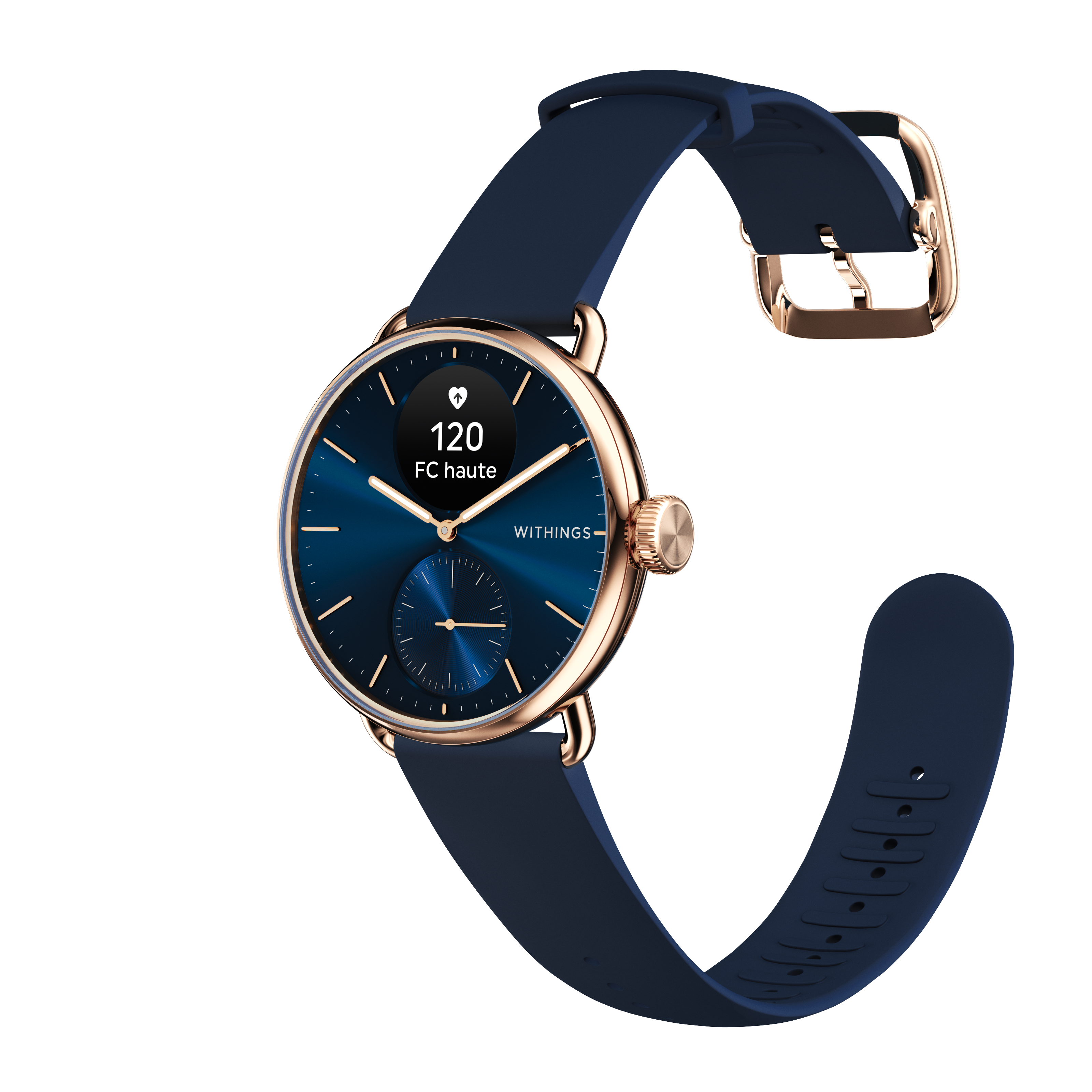 Withings Scanwatch 2 / 38mm (Activity, Sleep Tracker, ECG, Temperature, SPO2 / Stainless steel, fkm wristband, sapphire glass) - Blue