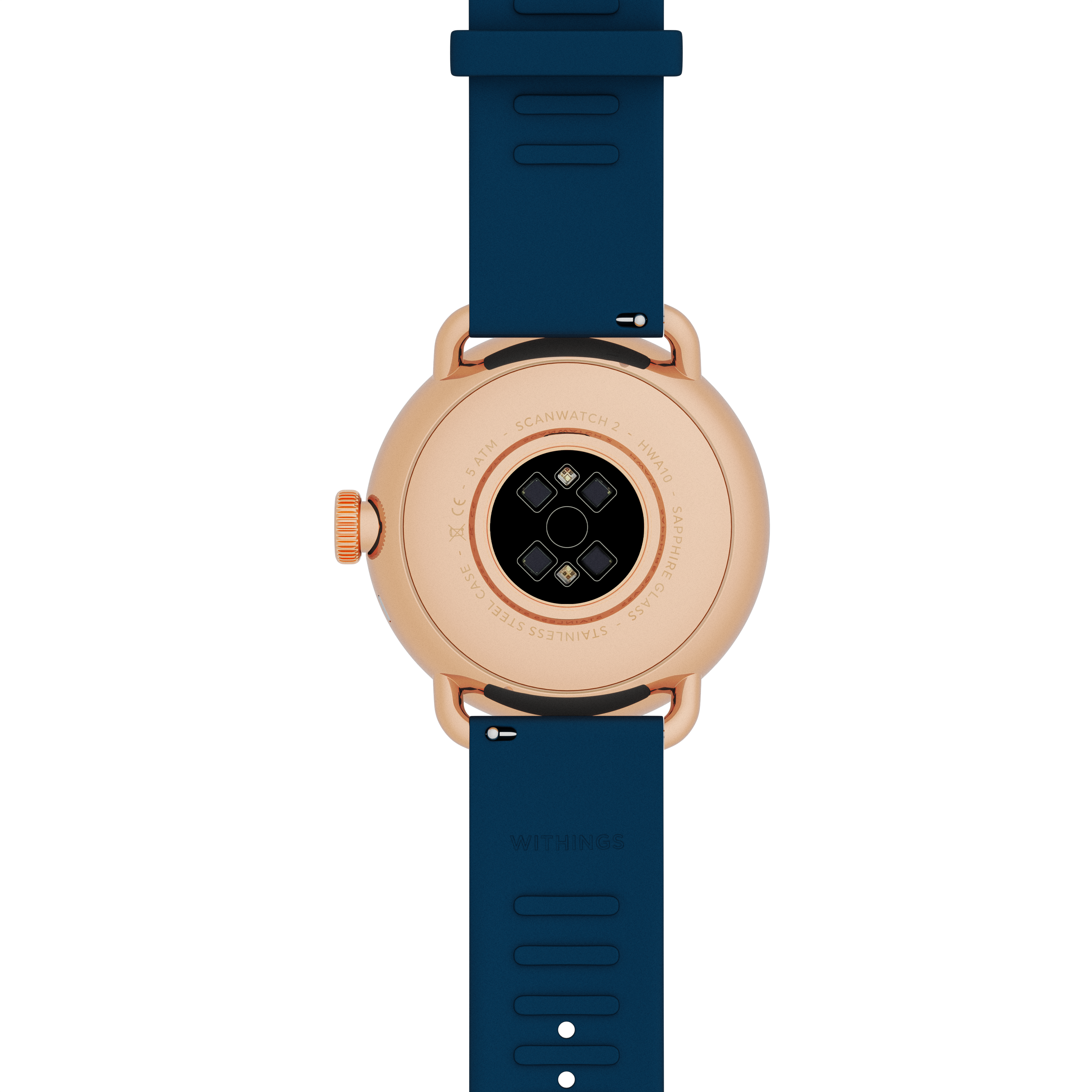 Withings Scanwatch 2 / 38mm (Activity, Sleep Tracker, ECG, Temperature, SPO2 / Stainless steel, fkm wristband, sapphire glass) - Blue
