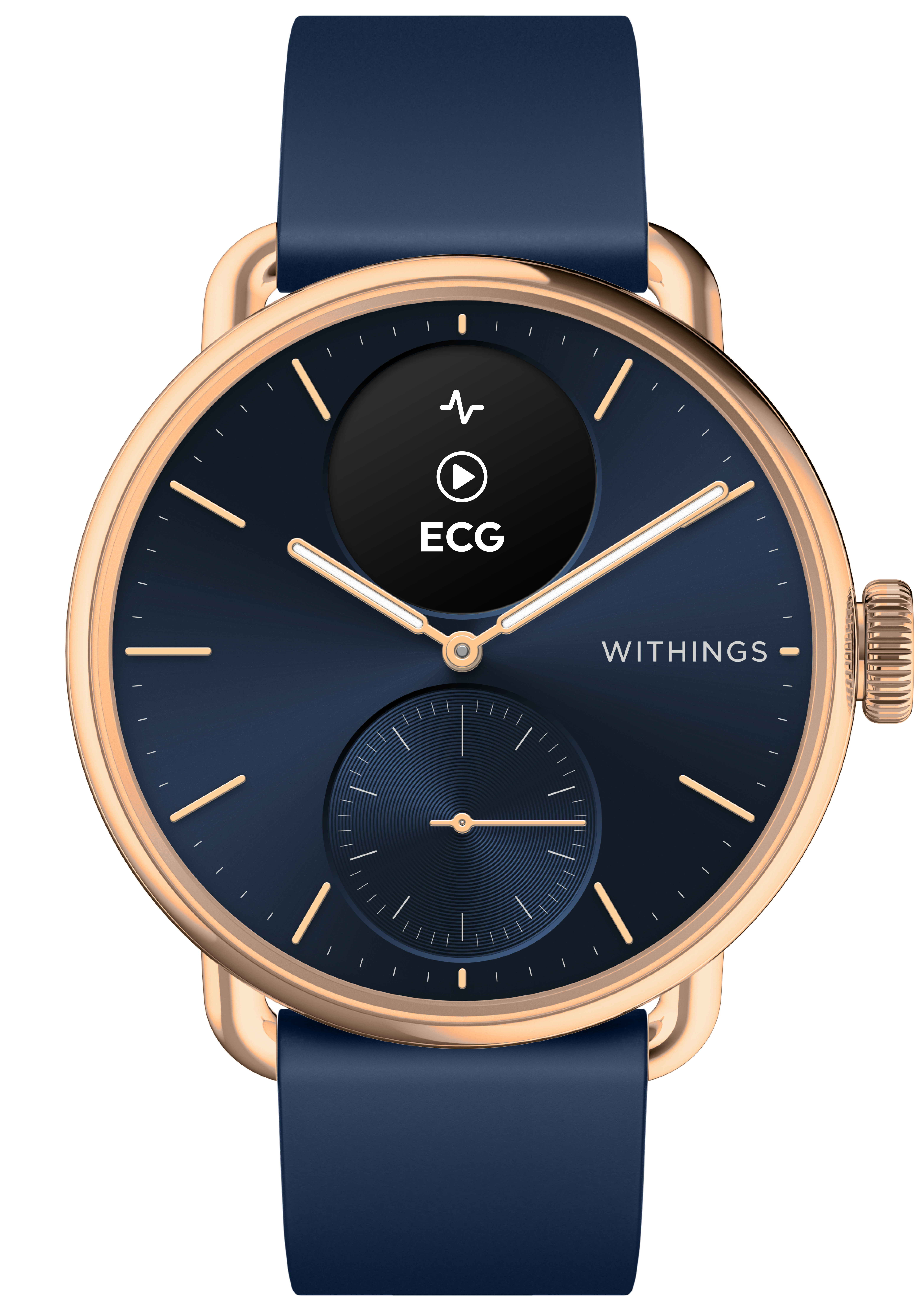 Withings Scanwatch 2 / 38mm (Activity, Sleep Tracker, ECG, Temperature, SPO2 / Stainless steel, fkm wristband, sapphire glass) - Blue