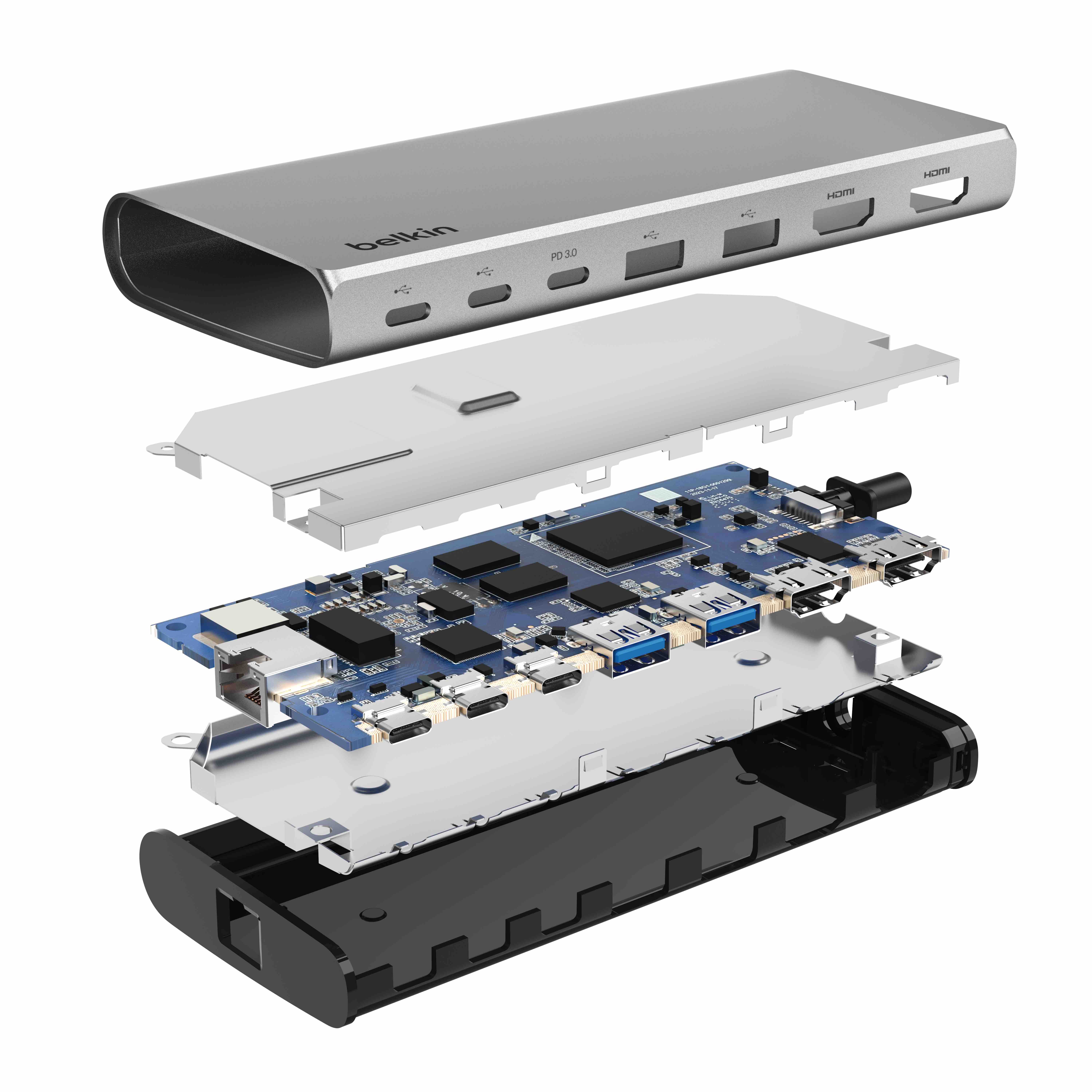 Belkin Connect Universal USB-C 8-in-1 Dual Display Core Hub - Silver