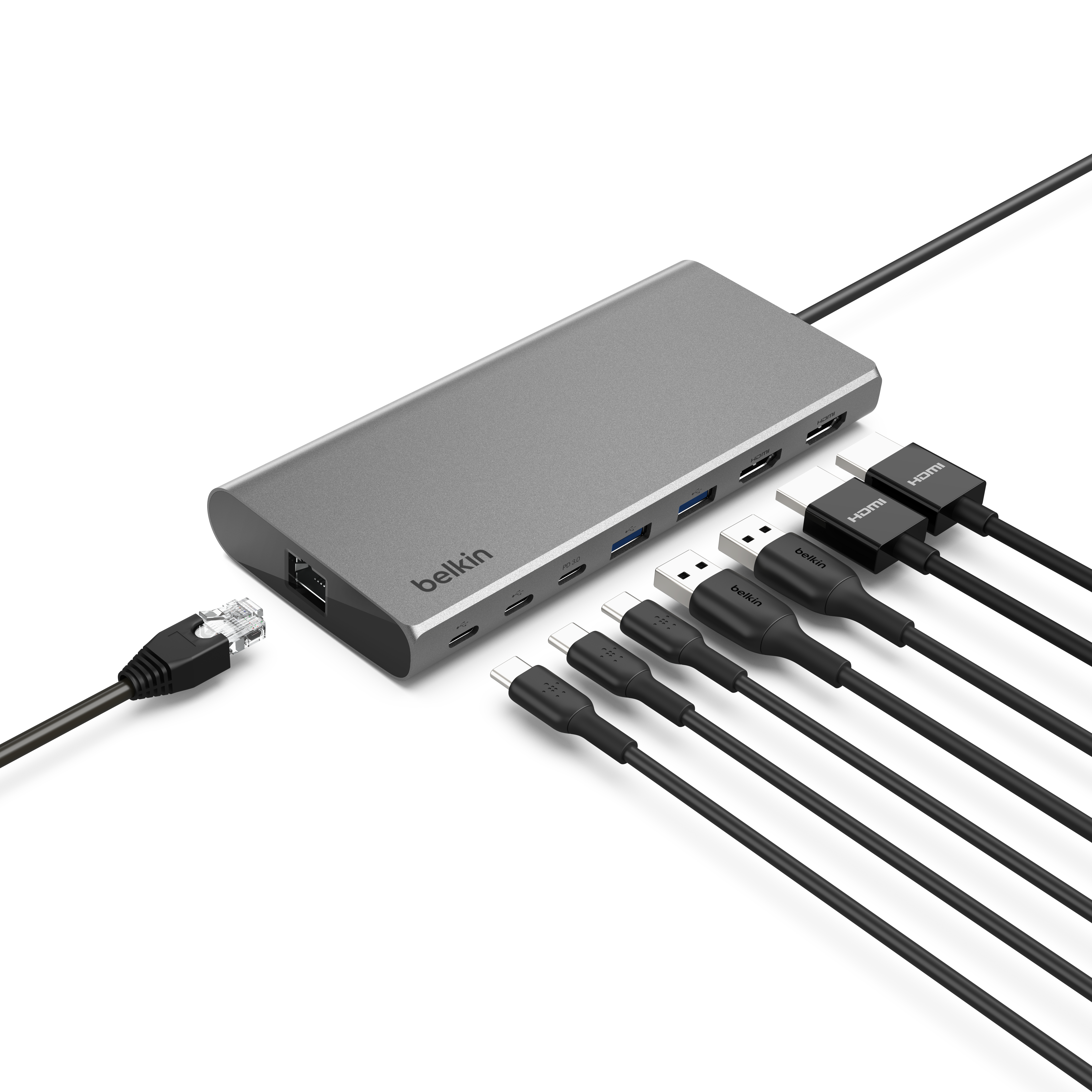 Belkin Connect Universal USB-C 8-in-1 Dual Display Core Hub - Silver