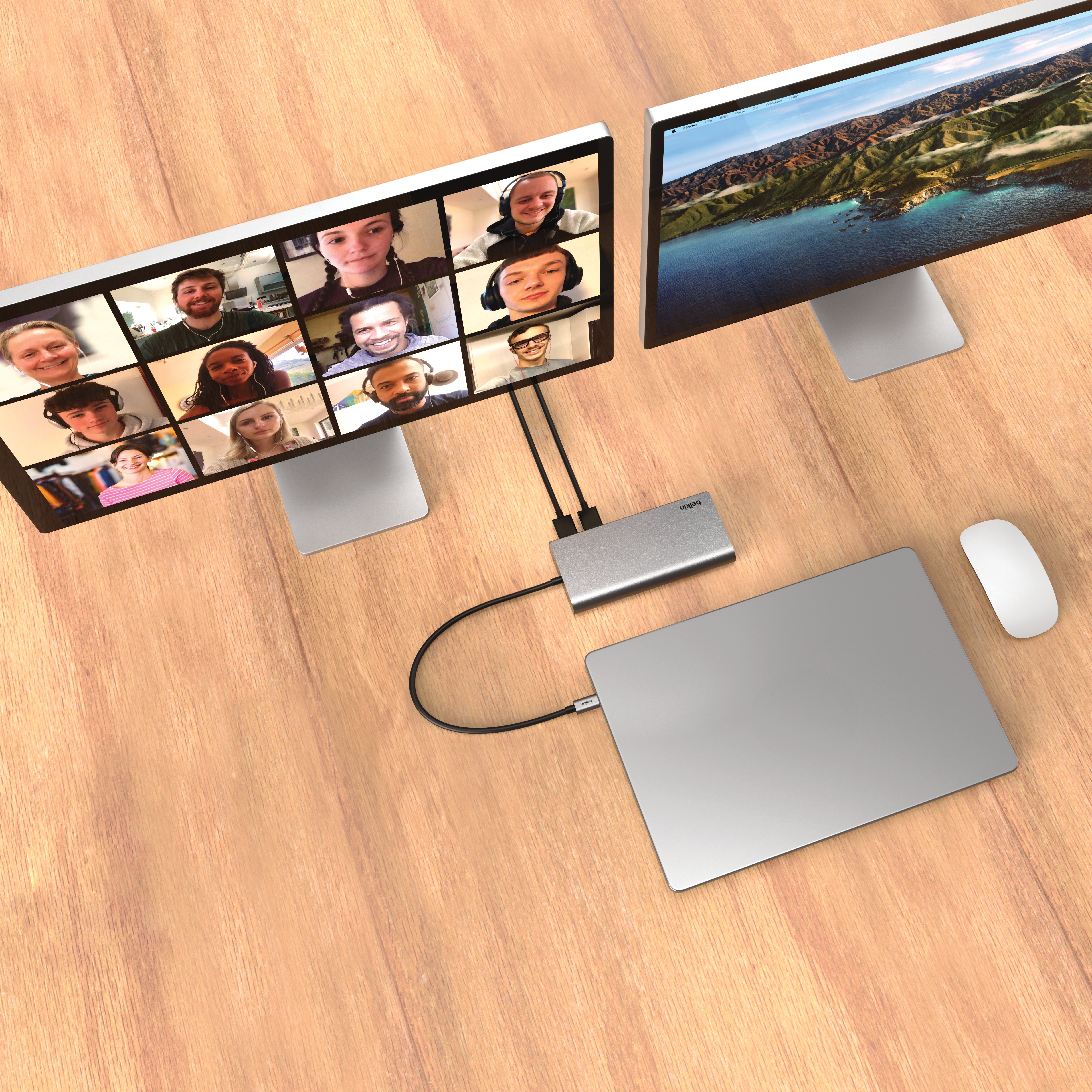 Belkin Connect Universal USB-C 8-in-1 Dual Display Core Hub - Silver