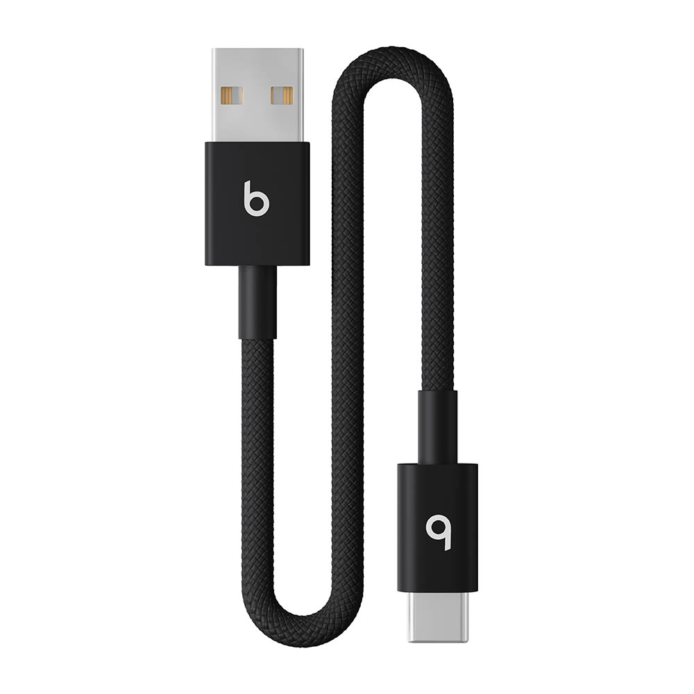 Beats krátký opletený kabel USB-A na USB-C (20 cm) – Černá
