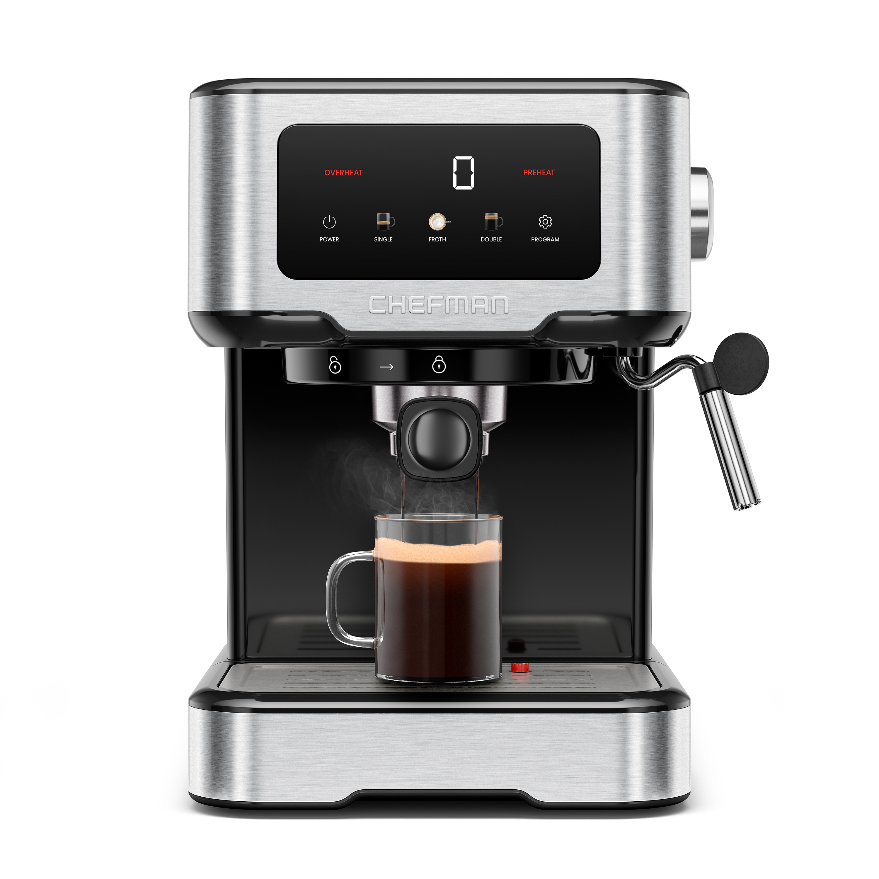 Chefman Easy-Brew Digital Espresso Maker - Stainless Steel