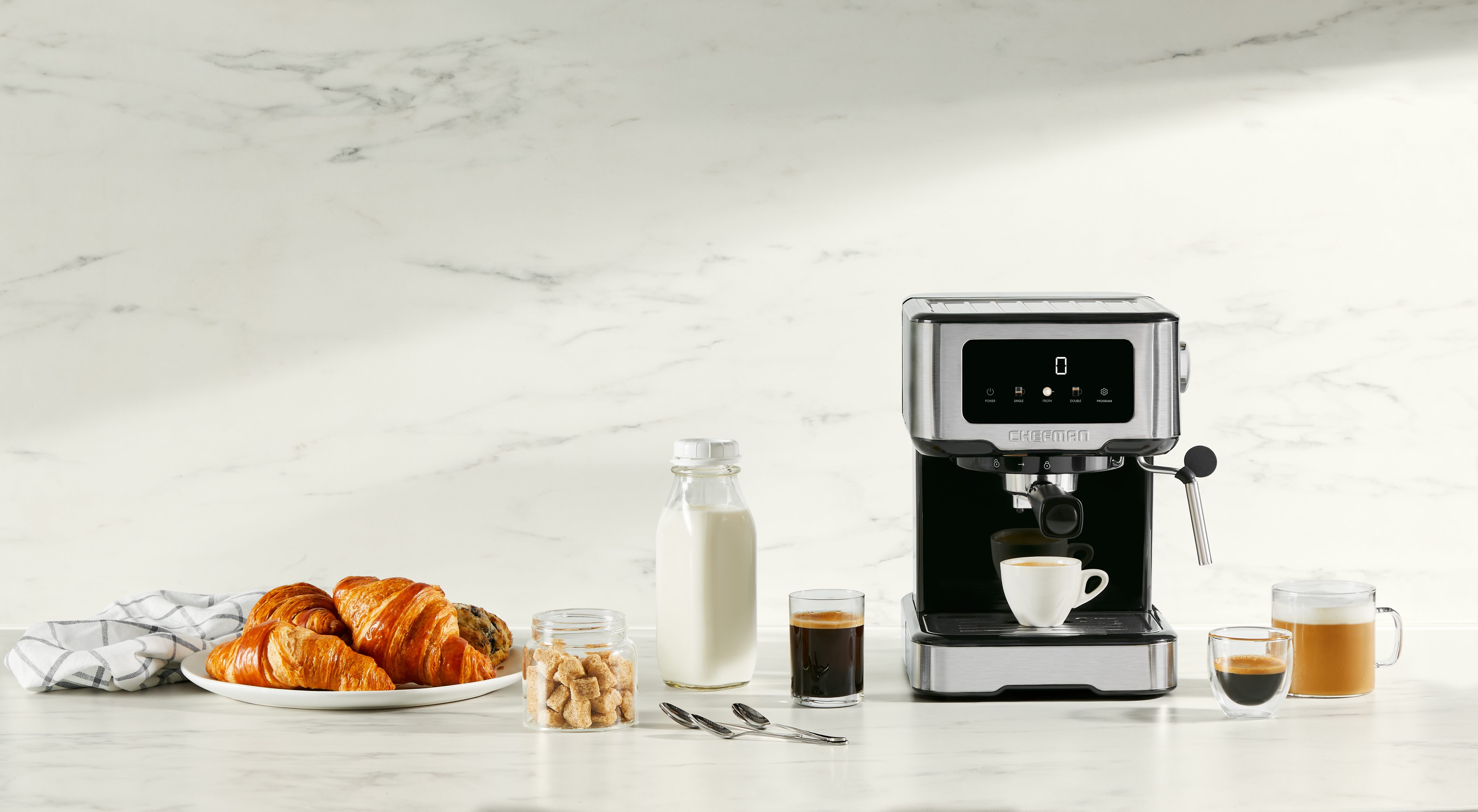 Chefman Easy-Brew Digital Espresso Maker - Stainless Steel