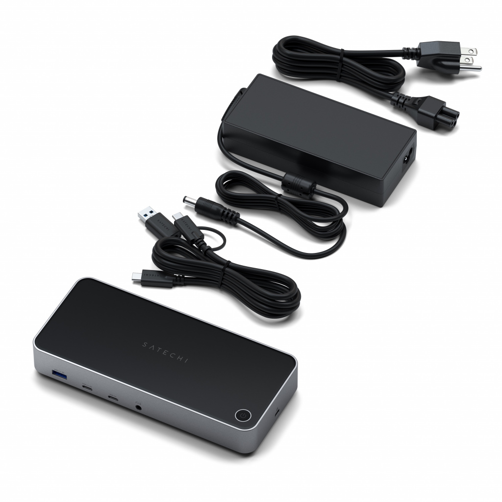 Satechi Aluminium 4K Display Docking Station (3x 4K/60Hz,2x DisplayPort 1.4 4k/60Hz,3x HDMI,1x DP Alt Mode 1x USB 3.1,1x USB-C 3.1 Gen2,2 x USB3.0,1x USB-C 3.0,1x Ethernet ,1x Audio, Kensington Lock) - Grey