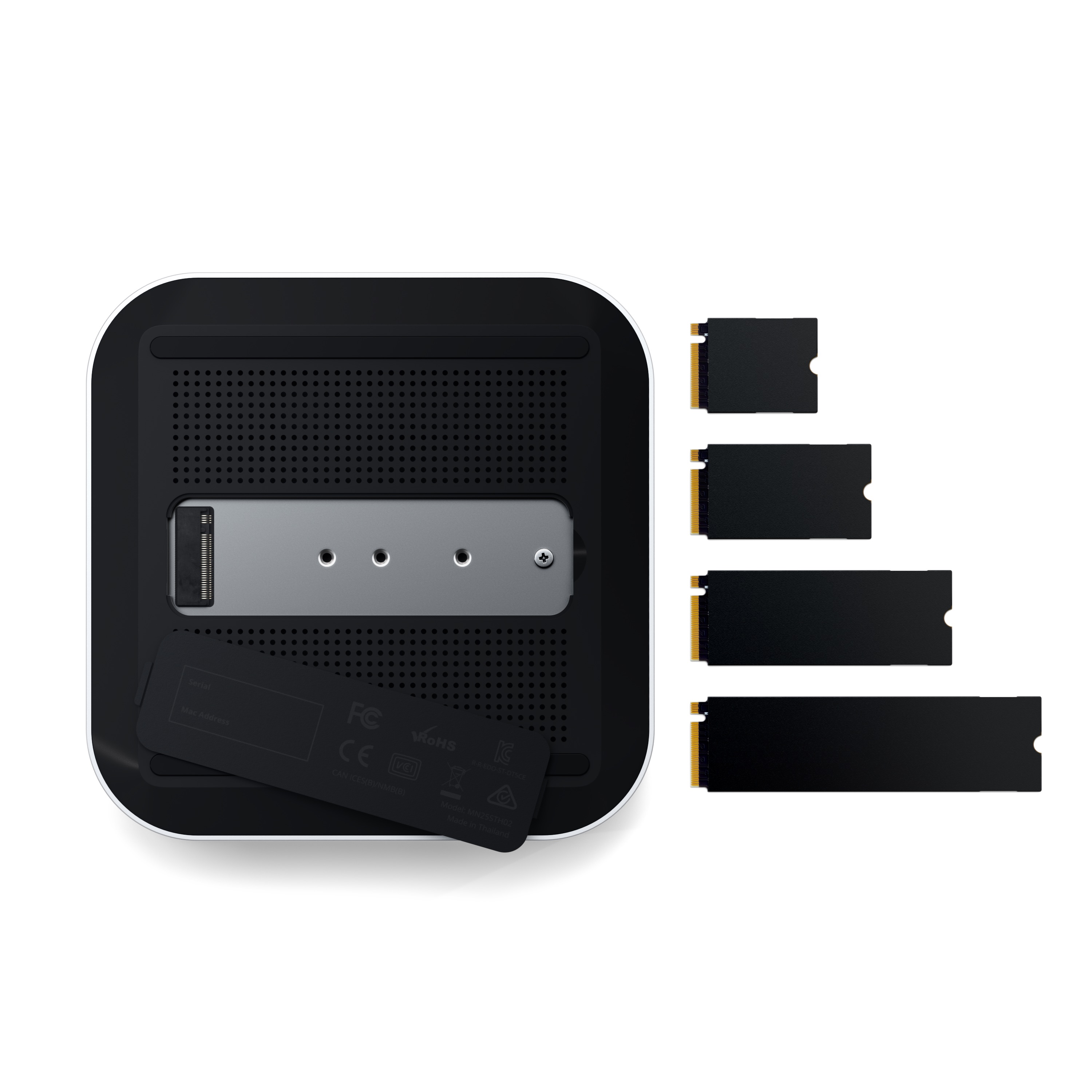 Satechi Thunderbolt 5 CubeDock with SSD Enclosure (3xTBT 5 Downstream Ports, TBT 5 Host Port 140W,2x USB-C 3.2, 2x USB-A 3.2, 2.5 Gigabit Ethernet,SD & microSD Reader,M.2 NVMe SSD Enclosure,Active Cooling) - EU - Silver
