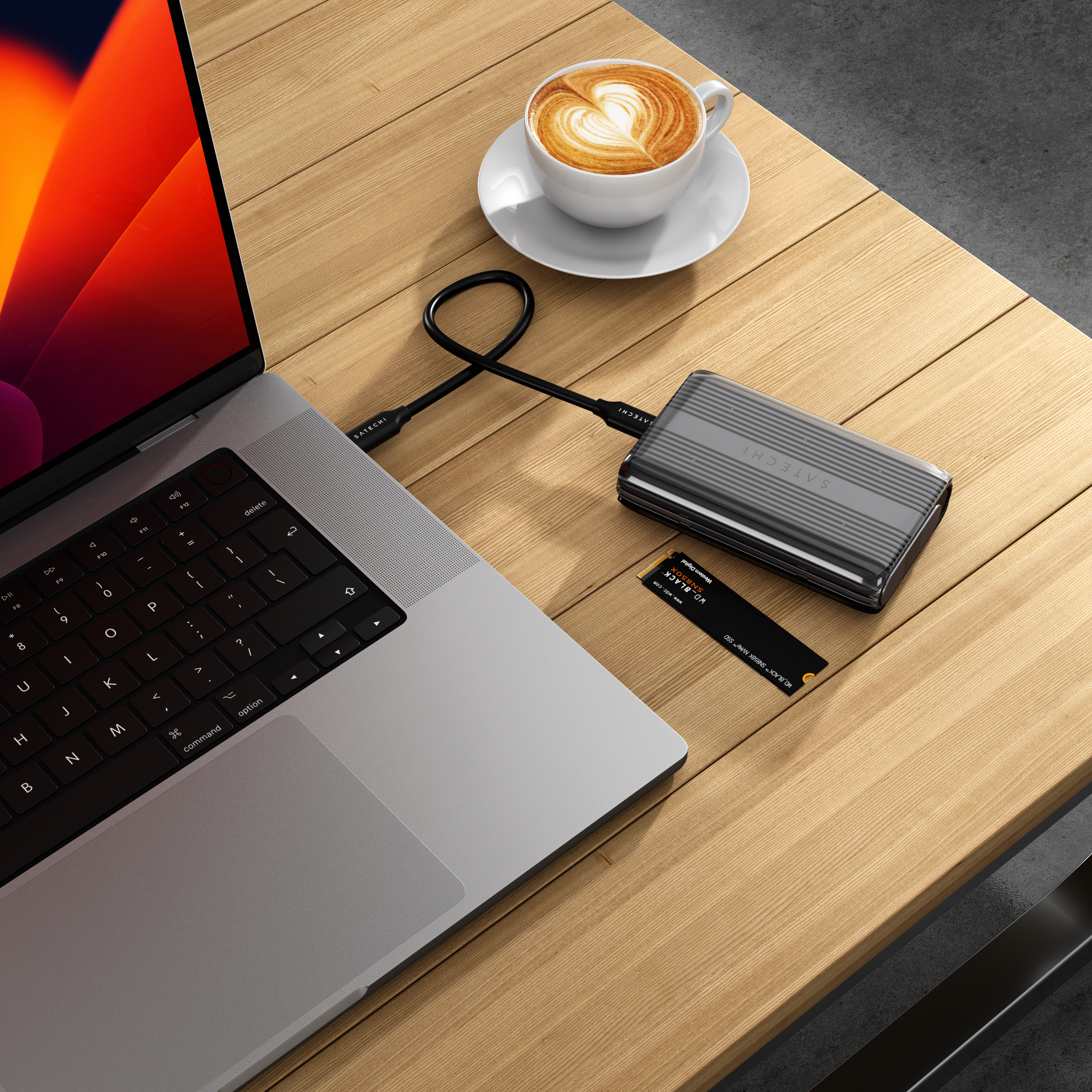 "Satechi USB4 NVMe SSD Pro Enclosure (M.2 NVMe Drives 2280/2260/2242mm-16TBmax,PCI-E Gen 4x4,max bandwidth 8GB/s; reading/writing 3840MB/s ) - Grey"