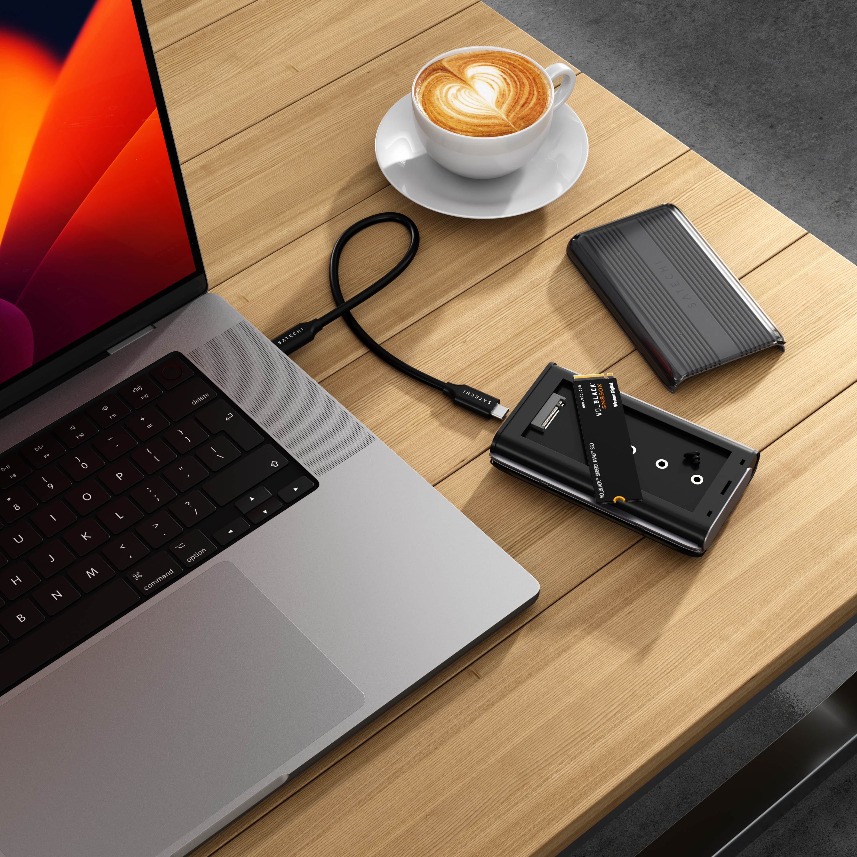 "Satechi USB4 NVMe SSD Pro Enclosure (M.2 NVMe Drives 2280/2260/2242mm-16TBmax,PCI-E Gen 4x4,max bandwidth 8GB/s; reading/writing 3840MB/s ) - Grey"