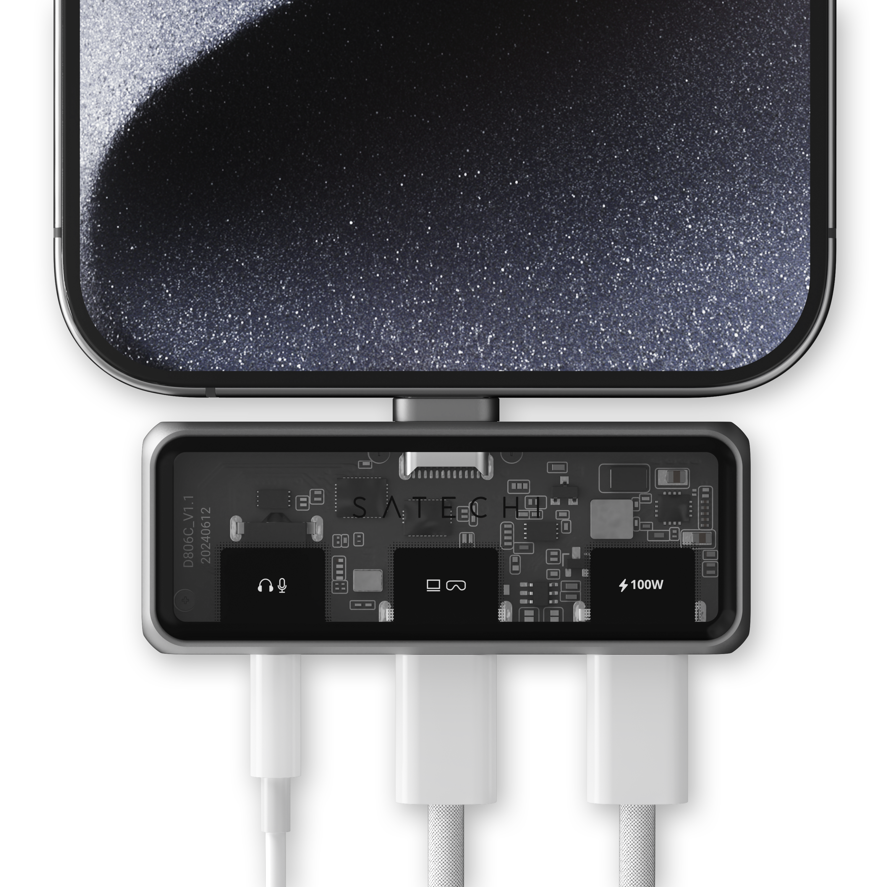 Satechi Mobile XR Hub with dual USB-C and Audio - Space Gray
