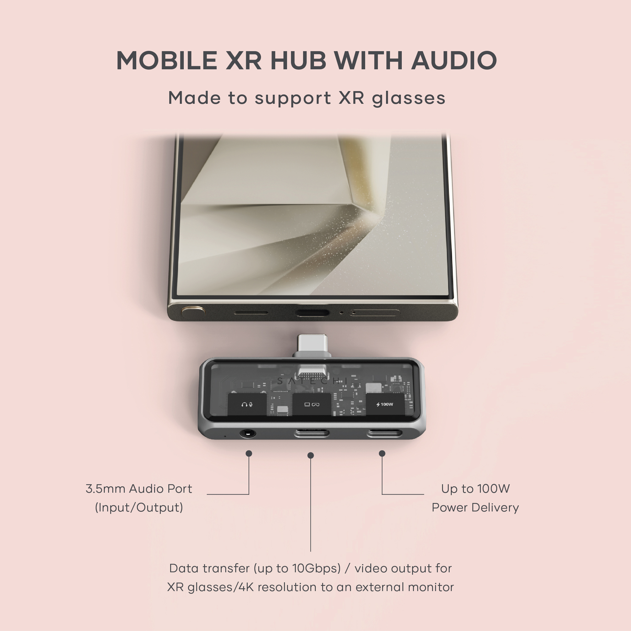 Satechi Mobile XR Hub with dual USB-C and Audio - Space Gray