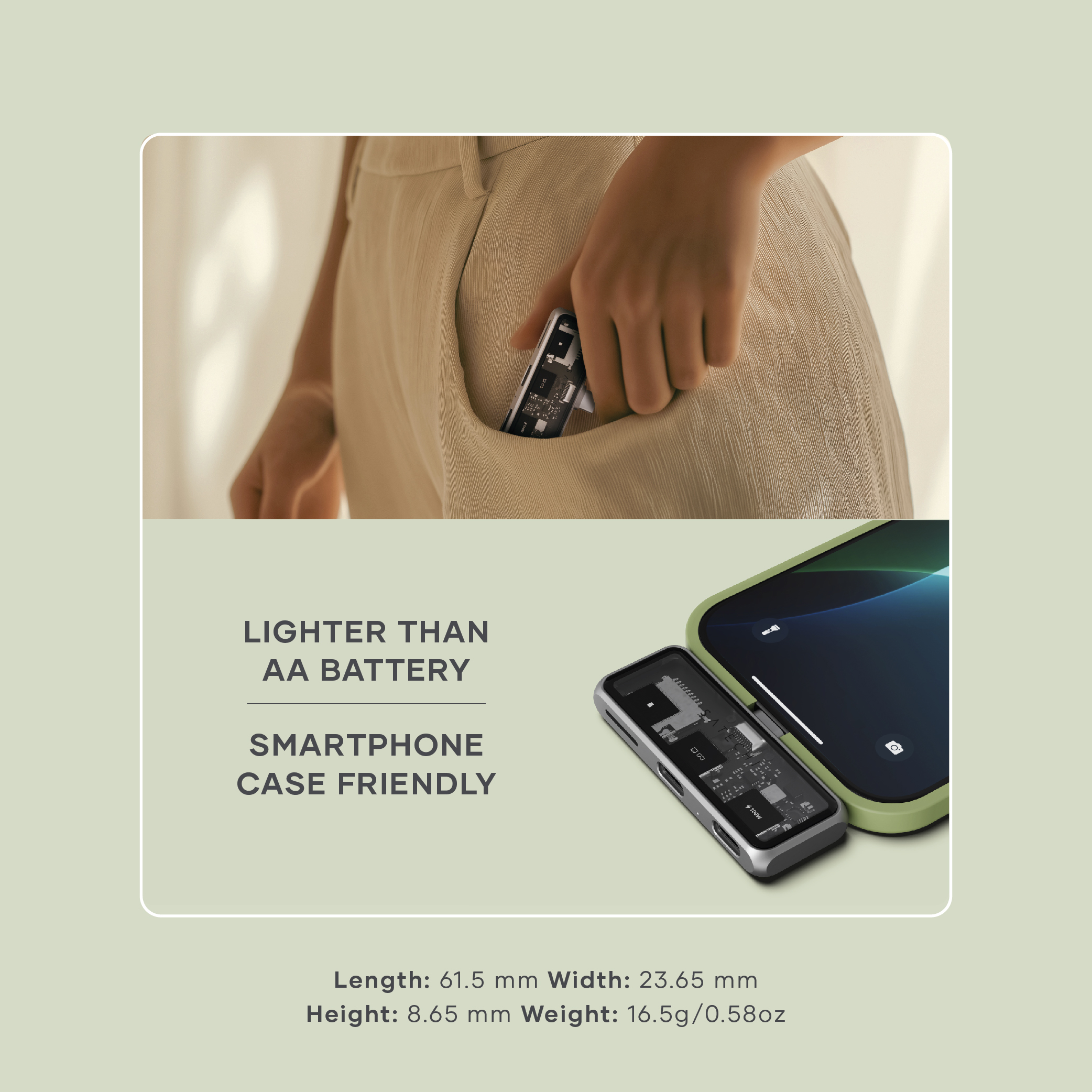 Satechi Mobile XR Hub with  dual USB-C and microSD - Space Gray