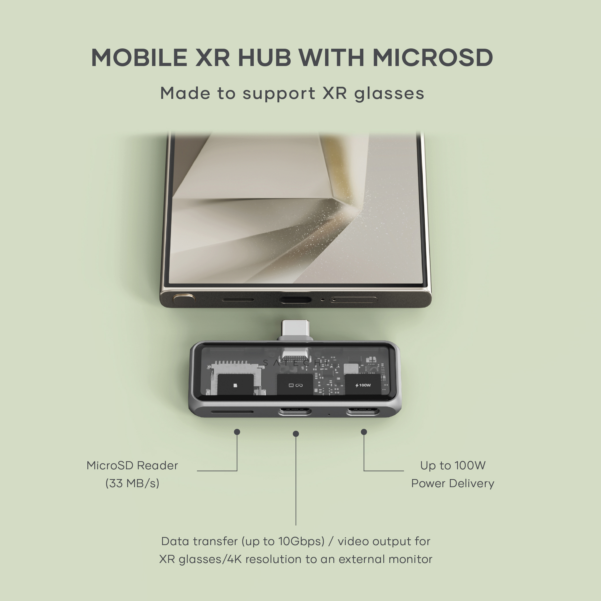 Satechi Mobile XR Hub with  dual USB-C and microSD - Space Gray