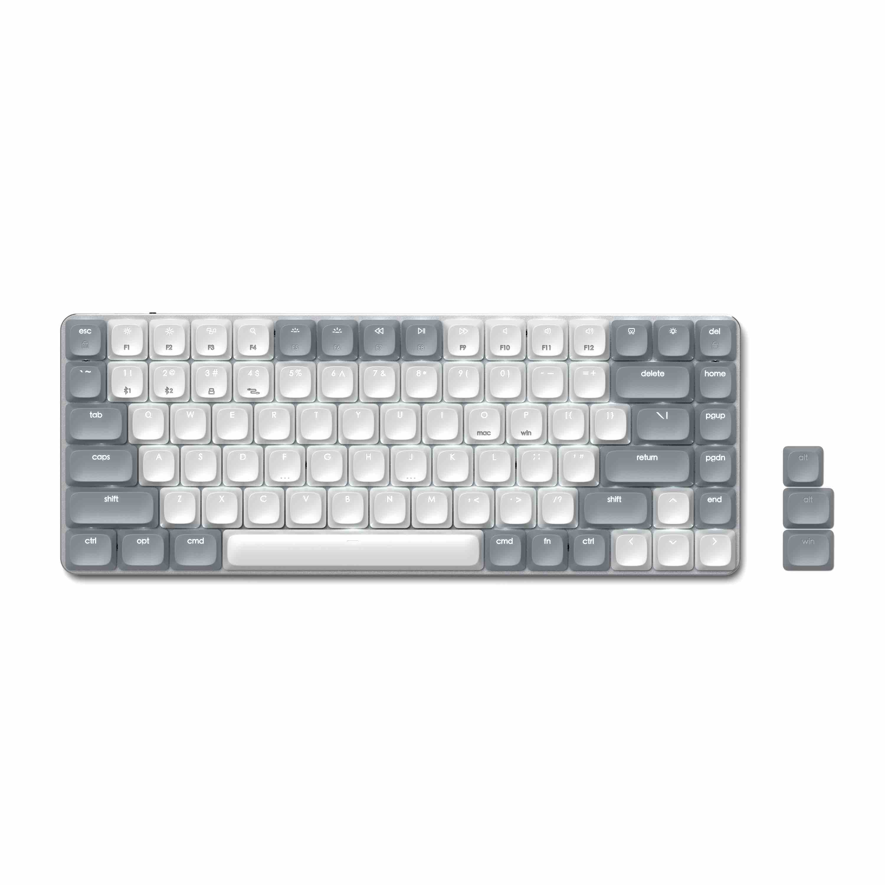 Satechi SM1 Slim Mechanical Backlit Bluetooth Keyboard (Windows Keycaps - Windows, Left Alt, Right Alt 2.4GHz USB Receiver) - Grey/White