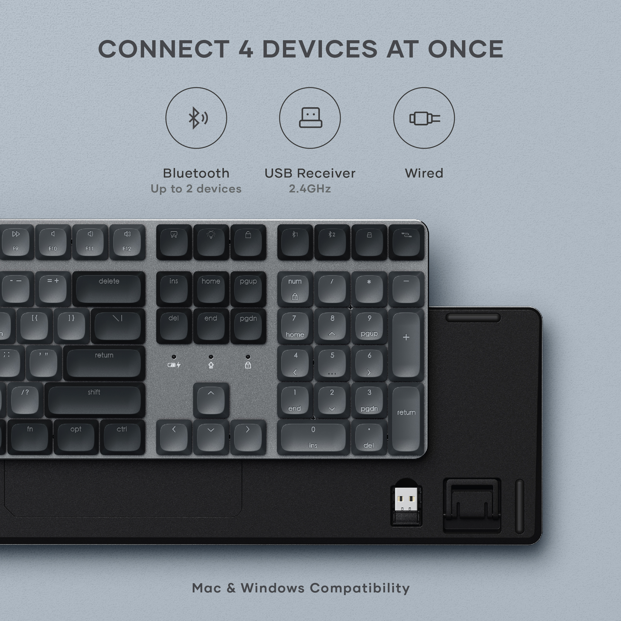 Satechi SM3 Slim Mechanical Backlit Bluetooth Keyboard (Dark) - US- Dark