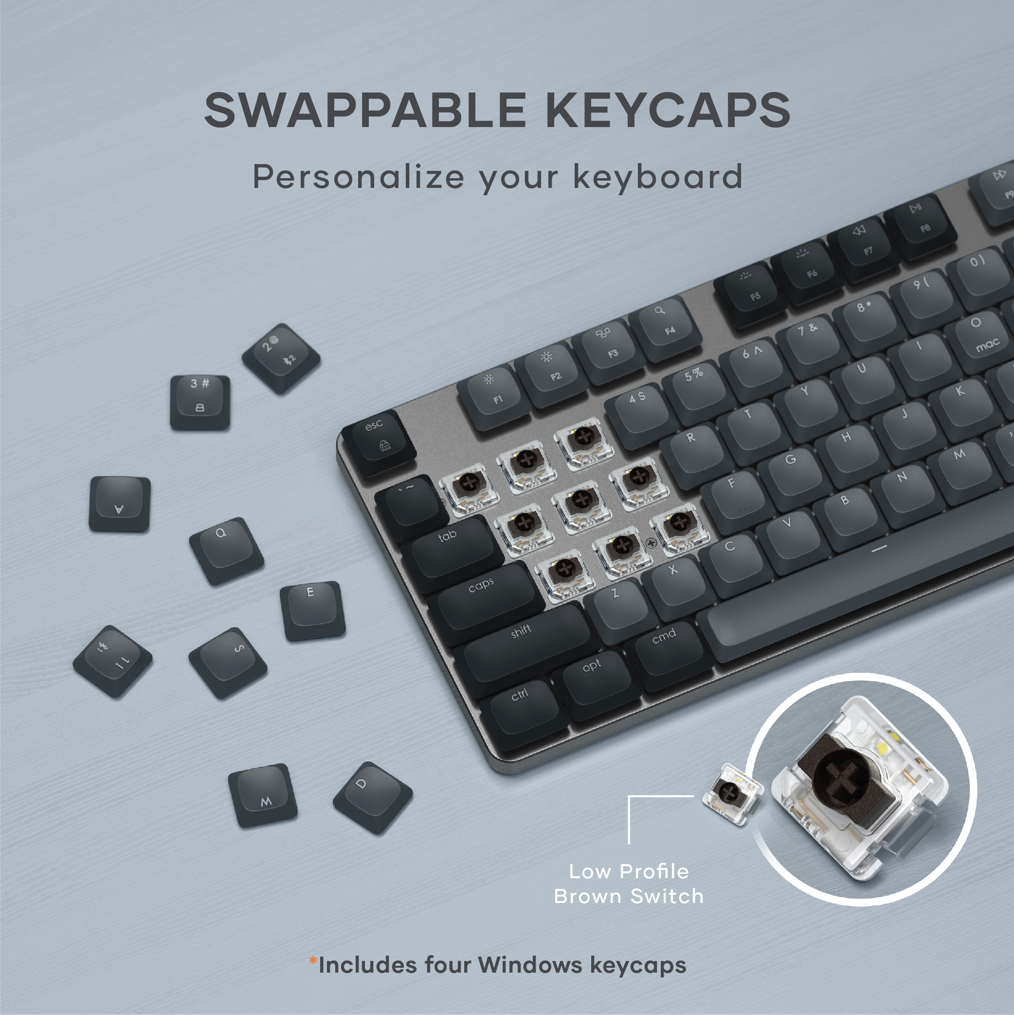 Satechi SM3 Slim Mechanical Backlit Bluetooth Keyboard (Dark) - US- Dark