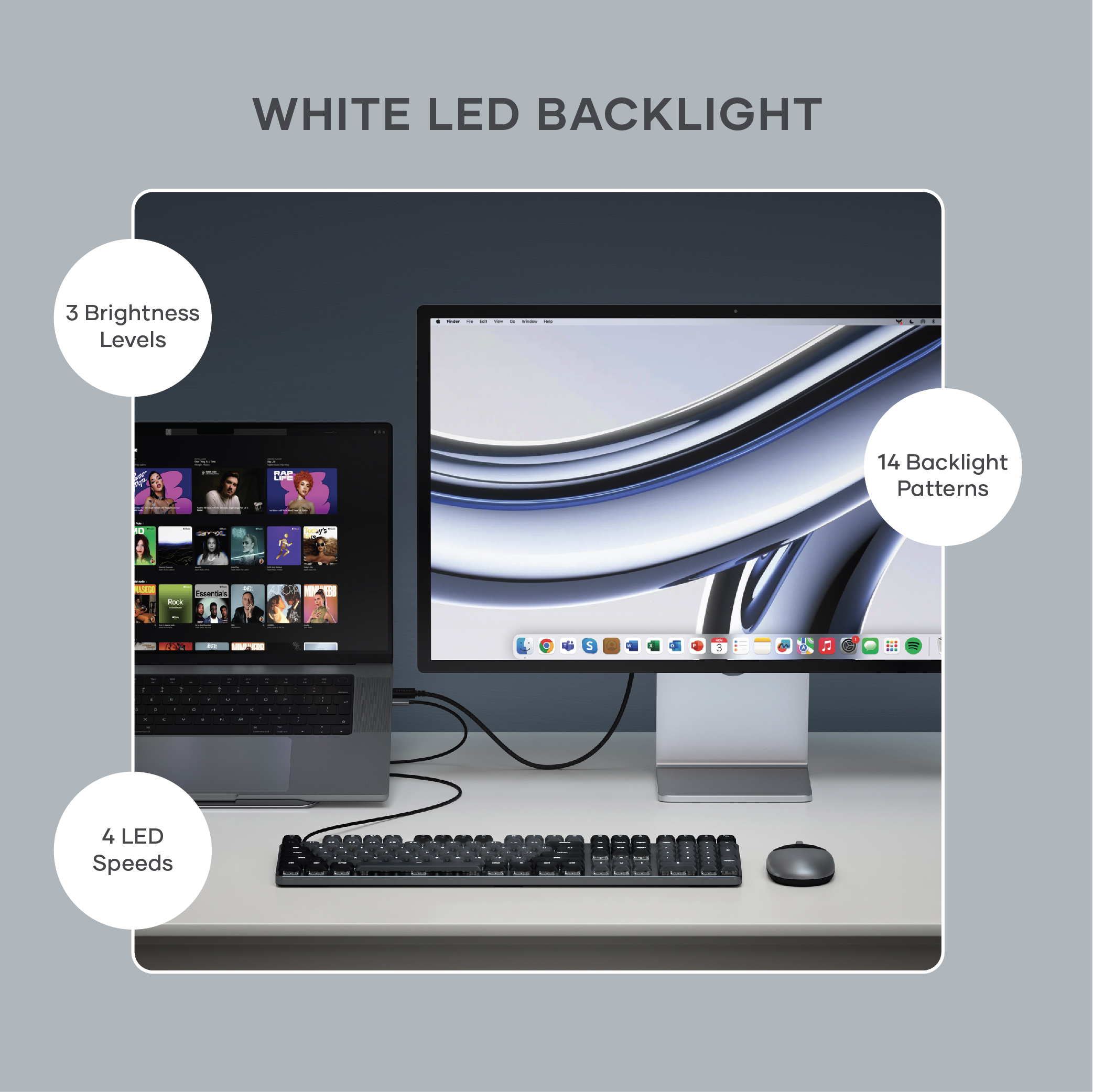 Satechi SM3 Slim Mechanical Backlit Bluetooth Keyboard (Dark) - US- Dark