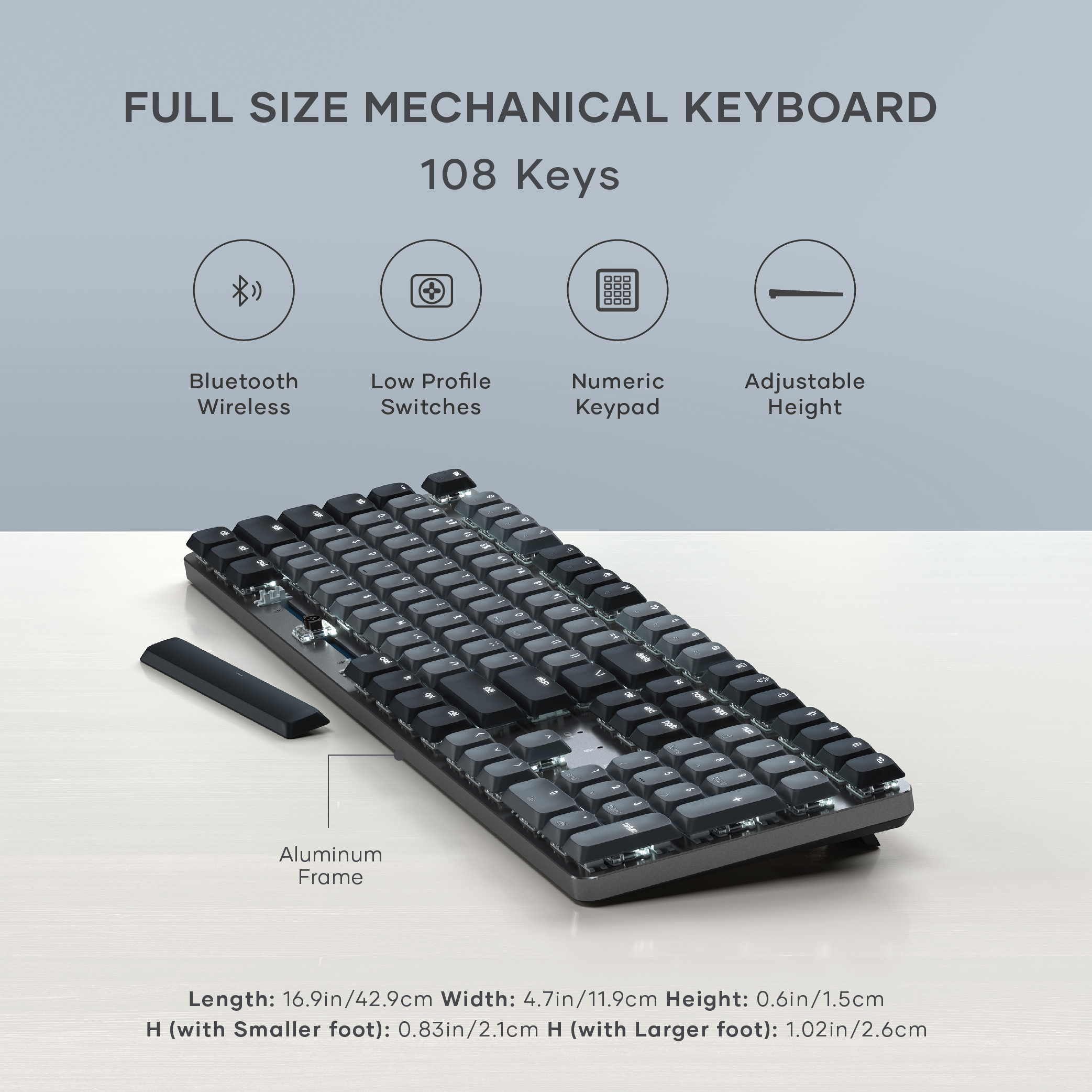 Satechi SM3 Slim Mechanical Backlit Bluetooth Keyboard (Dark) - US- Dark