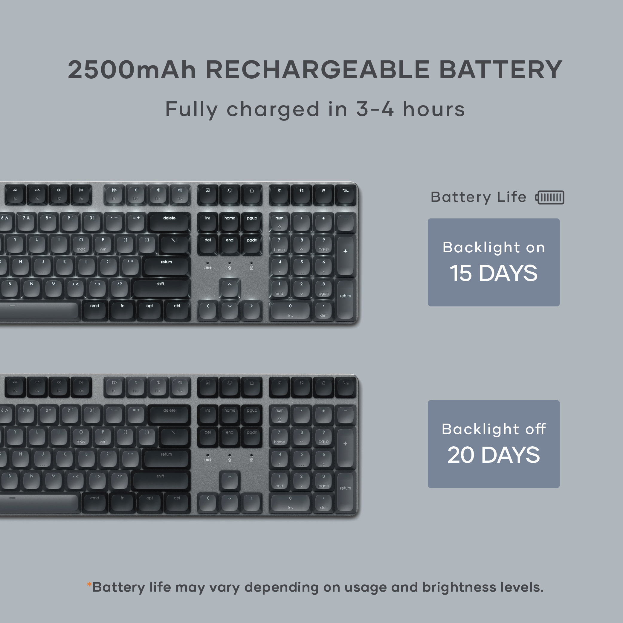 Satechi SM3 Slim Mechanical Backlit Bluetooth Keyboard (Dark) - US- Dark