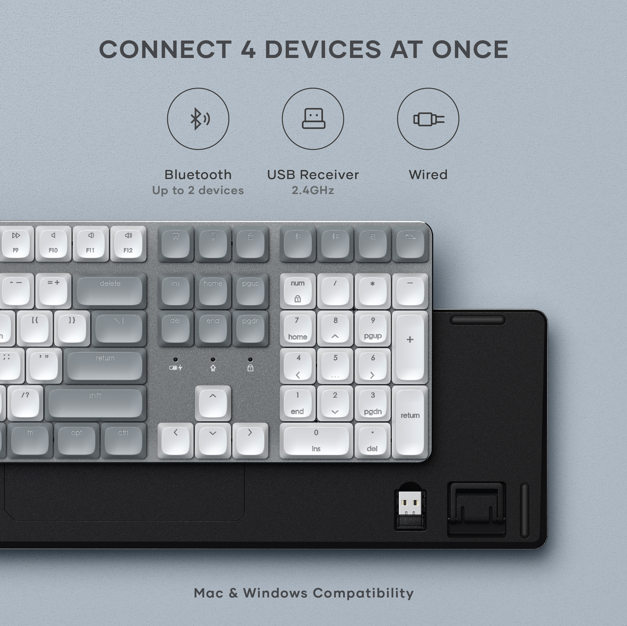 Satechi SM3 Slim Mechanical Backlit Bluetooth Keyboard (Light) - US - Light