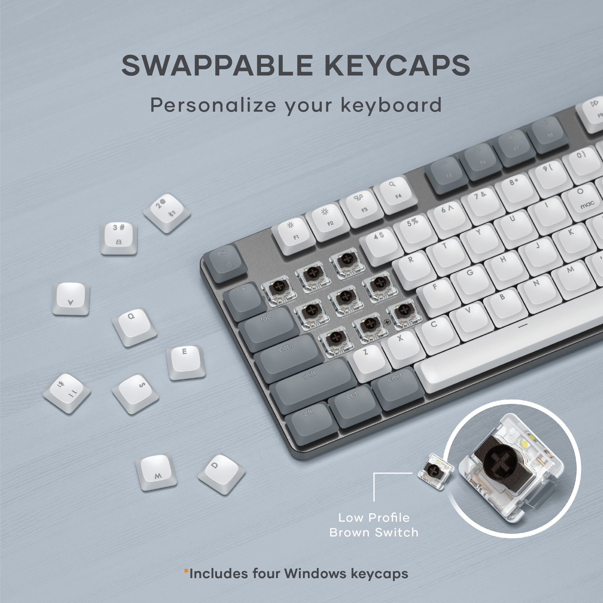 Satechi SM3 Slim Mechanical Backlit Bluetooth Keyboard (Light) - US - Light