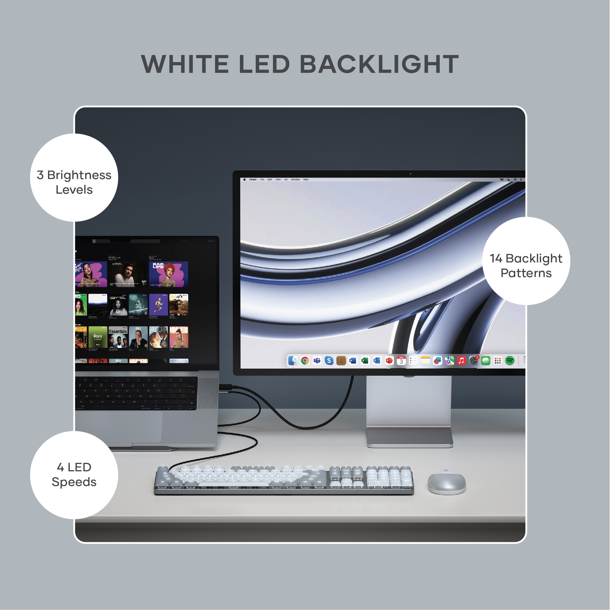Satechi SM3 Slim Mechanical Backlit Bluetooth Keyboard (Light) - US - Light