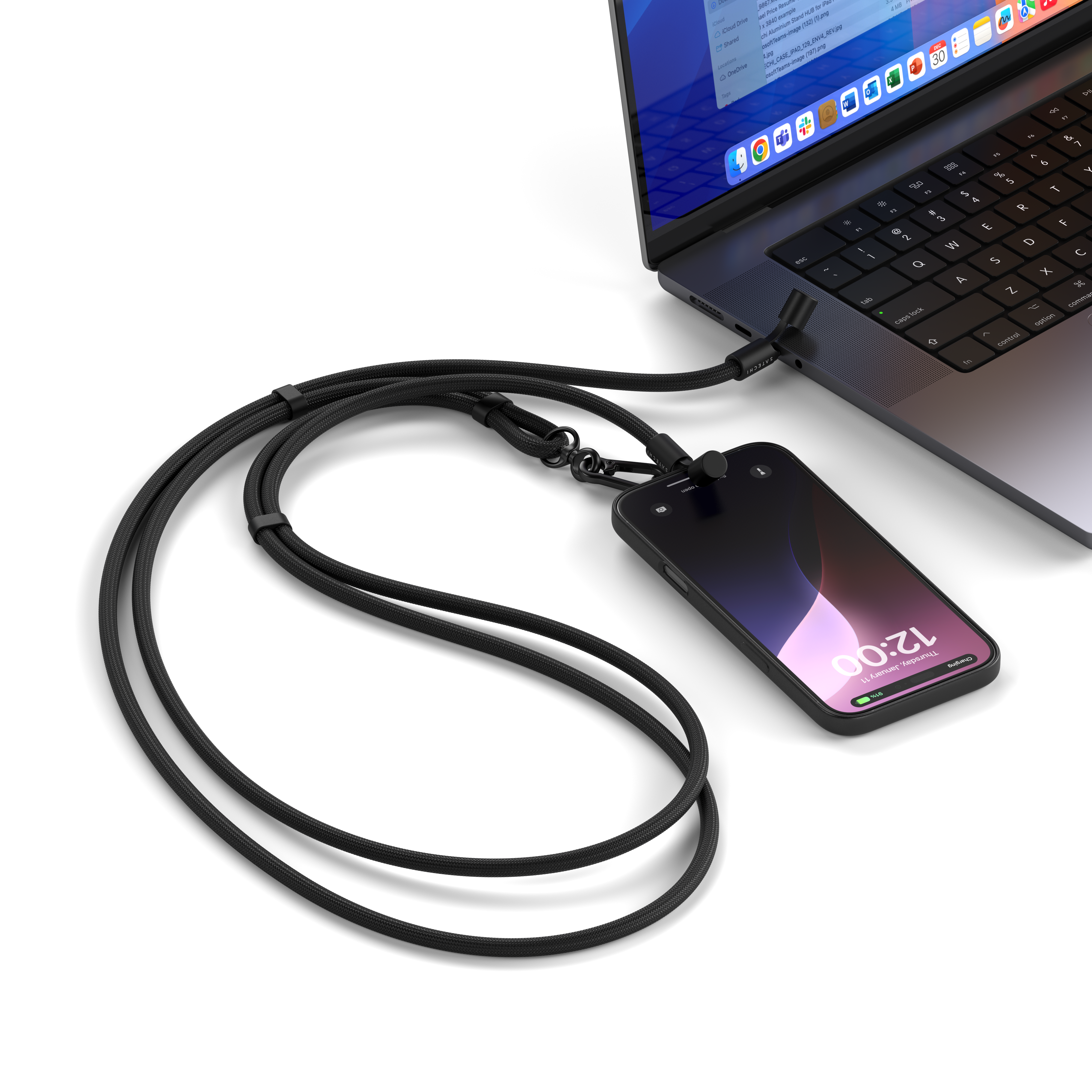 Satechi OntheGo Crossbody Lanyard Cable - Black